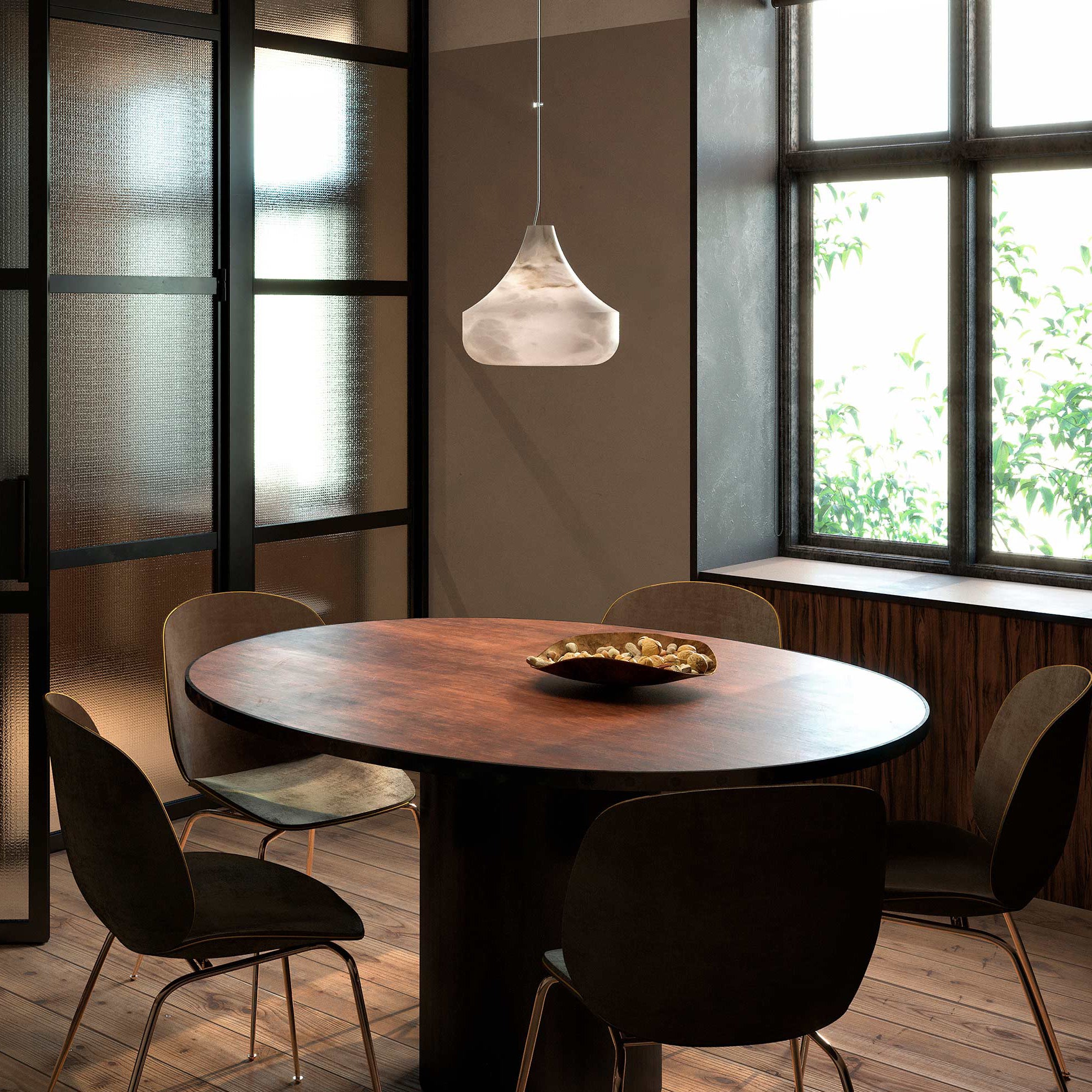 Elegant Prague Alabaster Pendant Light - Handcrafted Bohemian Glass Chandelier for Dining Room, Kitchen Island & Bedroom Lighting