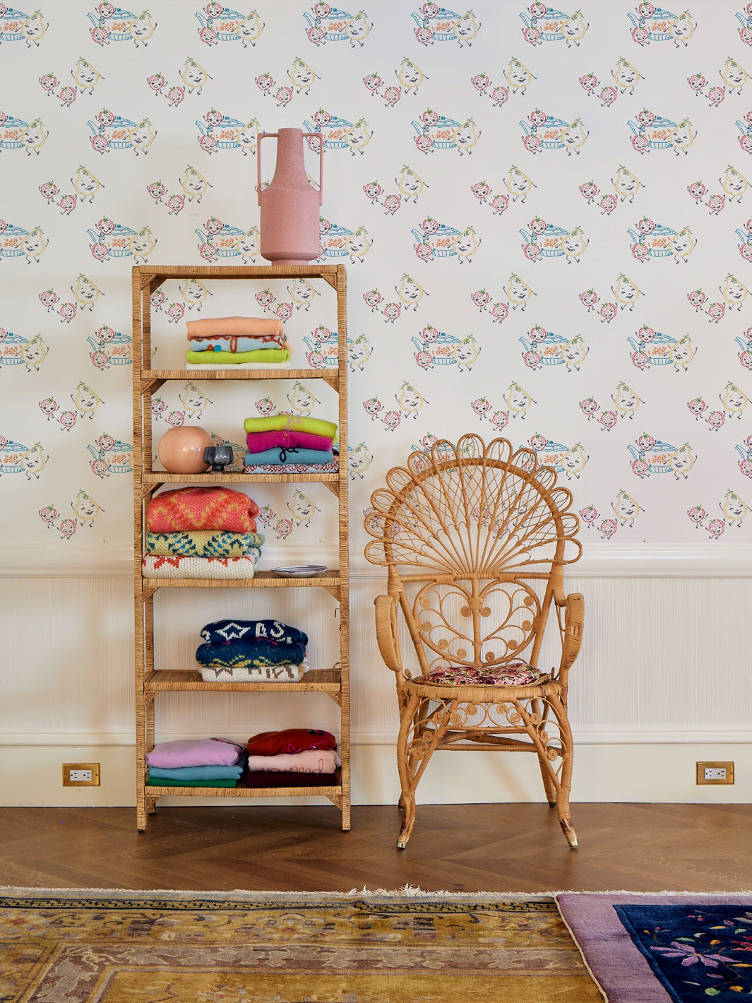 Lingua Franca 'Life is a Banquet Toss' White Multi-Pattern Wallpaper - Perfect for Dining Room, Kitchen or Home Office Decor