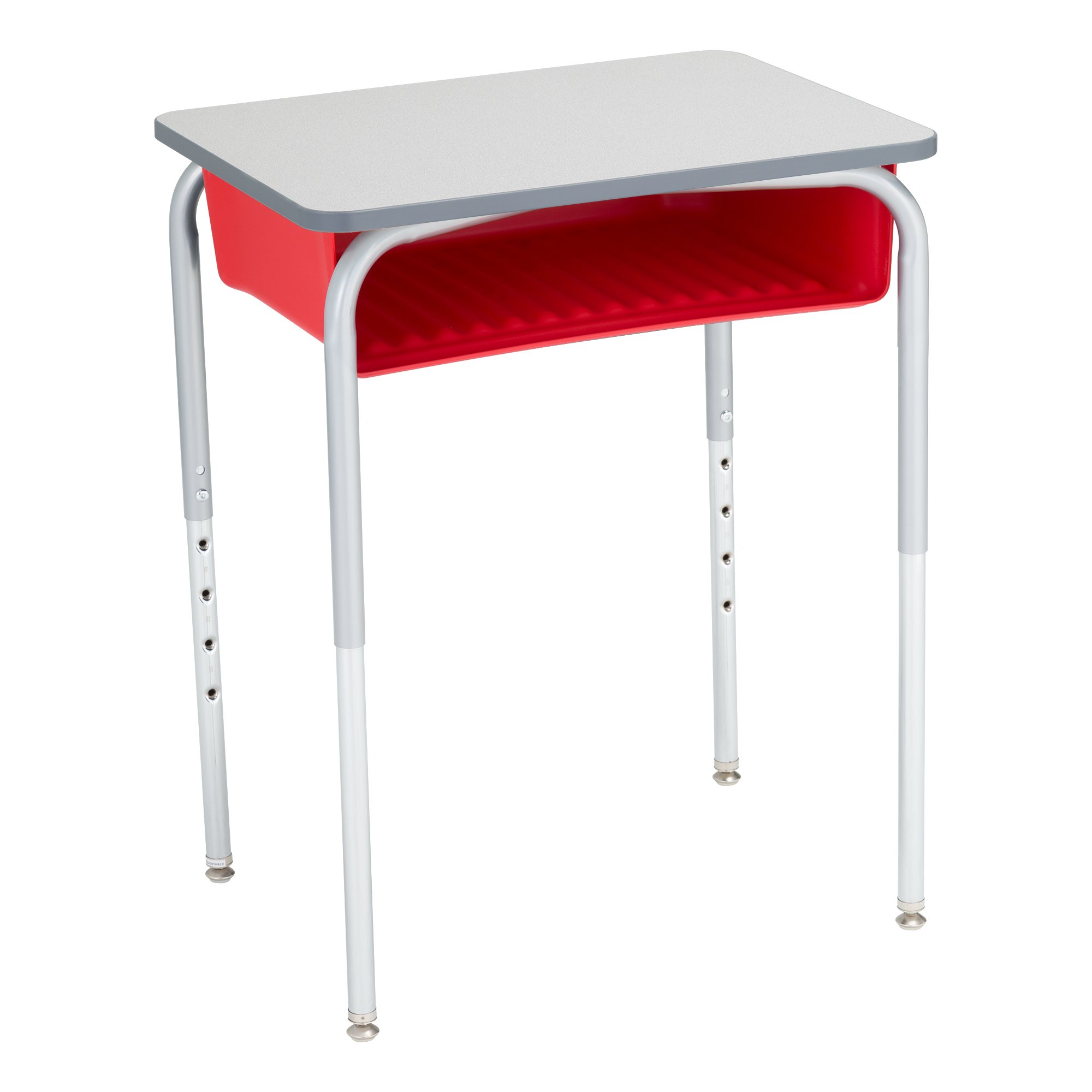 Adjustable Height Student Desk with Storage - Gray/Red for School & Home Study