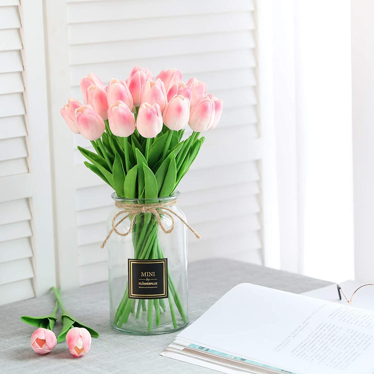 30 Pcs Real Touch Artificial Tulip Flowers - Fake Latex Tulips for Spring Home Decor, Wedding & Party Decorations (Pink) | Perfect for Centerpieces, Table Arrangements & DIY Floral Projects