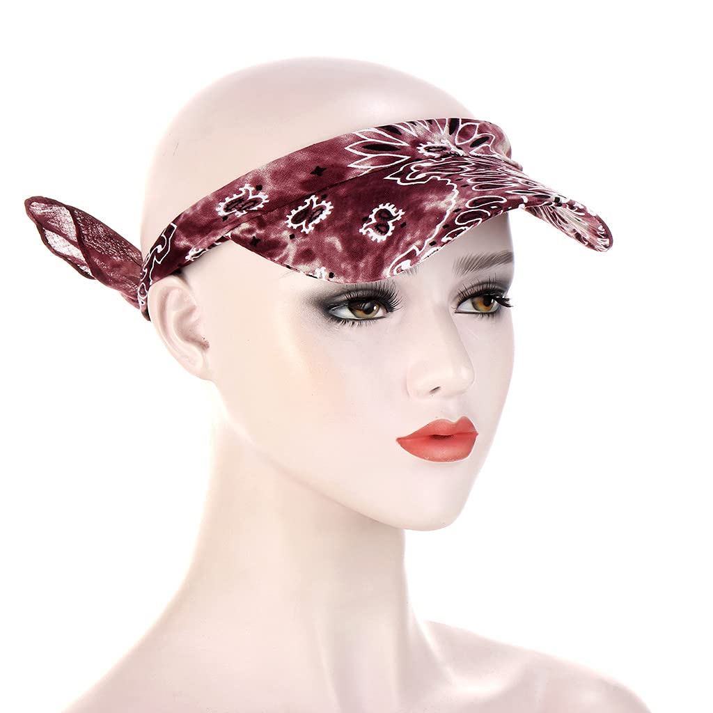 Tie Dye Bandana Head Scarves for Women - Boho Turban Head Wraps, Tied Headbands & UV Protection Sun Visor Hat - Perfect for Summer, Beach, Music Festivals & Outdoor Activities