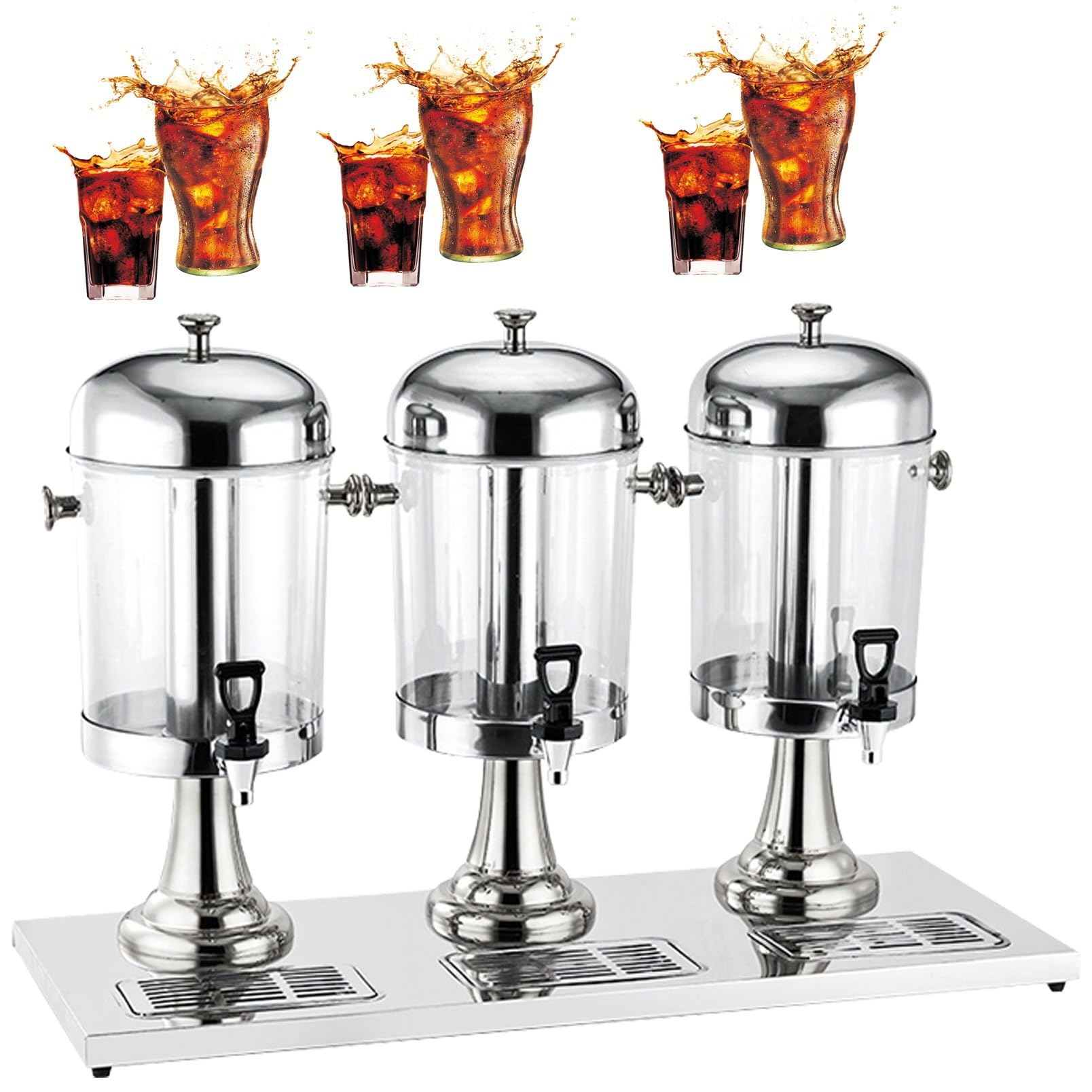 Stainless Steel Water Dispenser 8L/16L/24L - ELIKBH Juice & Beverage Dispenser for Tea, Lemonade, Party Drinks (Silver, 24L Capacity) - Perfect for Home, Office & Outdoor Events