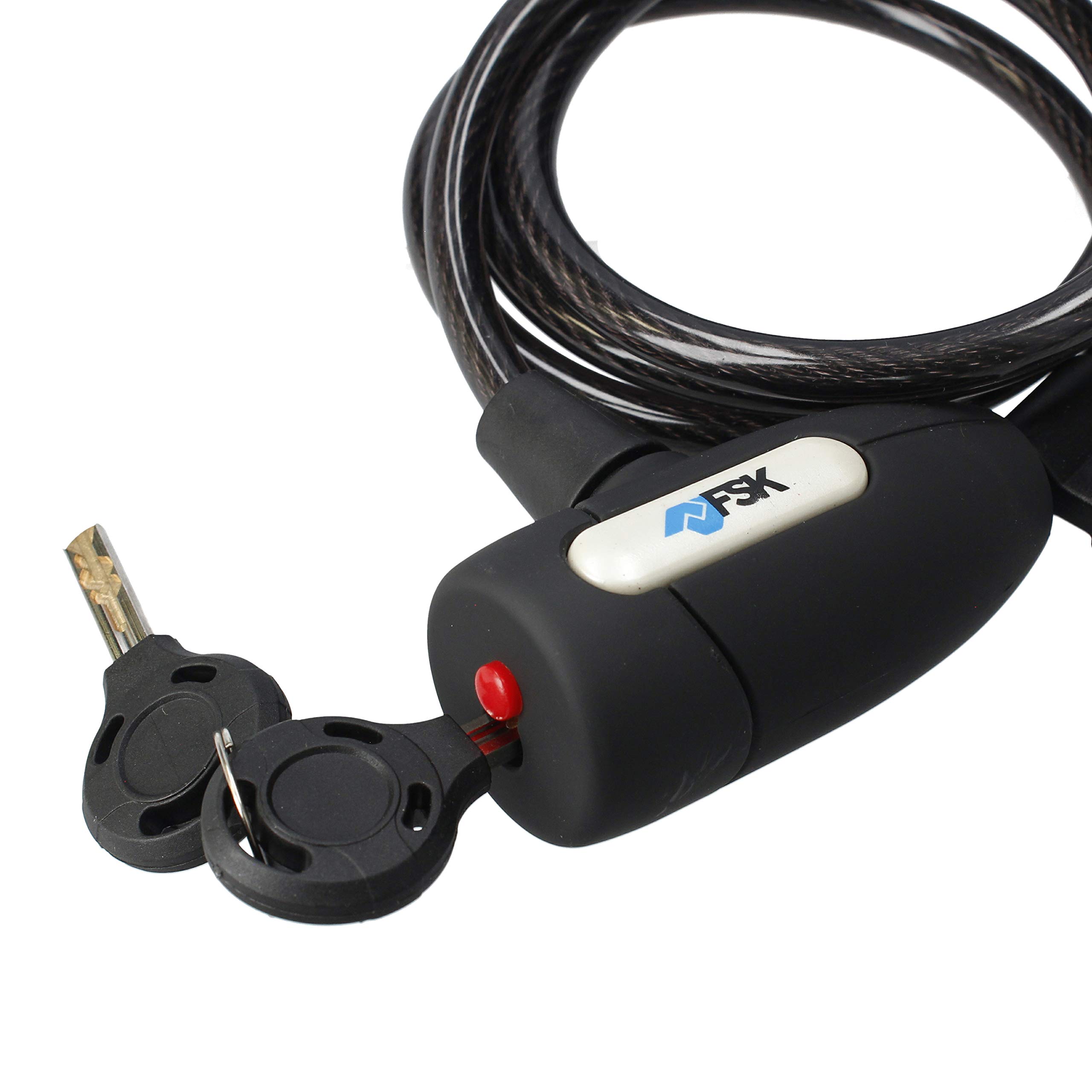 FSKCAN003 8mm x 120cm Heavy Duty Steel Cable Lock with 2 Keys - Secure Bikes, Motorcycles, Gates, Sheds & Outdoor Equipment