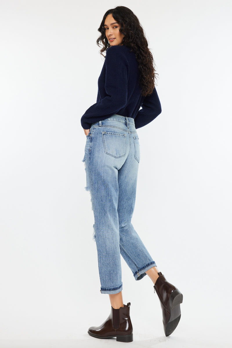 Nicola High Rise Boyfriend Jeans for Women - Comfortable Stretch Denim Pants with Relaxed Fit | Perfect for Casual Outfits, Streetwear & Everyday Wear