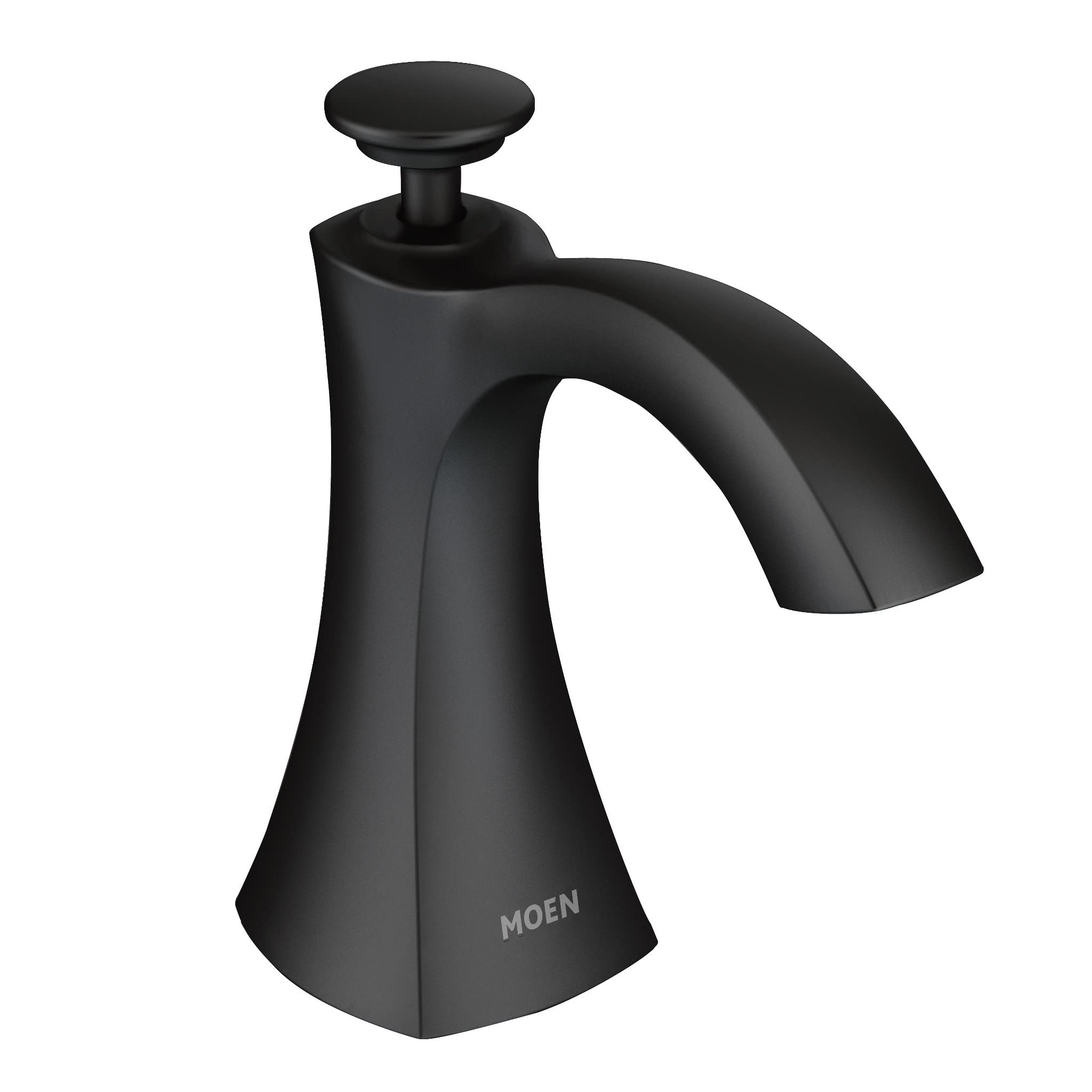 Moen S3948BL Matte Black Transitional Deck Mounted Kitchen Soap Dispenser - Refillable Above Sink Bottle for Modern & Farmhouse Style Kitchens | Perfect for Home, Restaurant & Office Use
