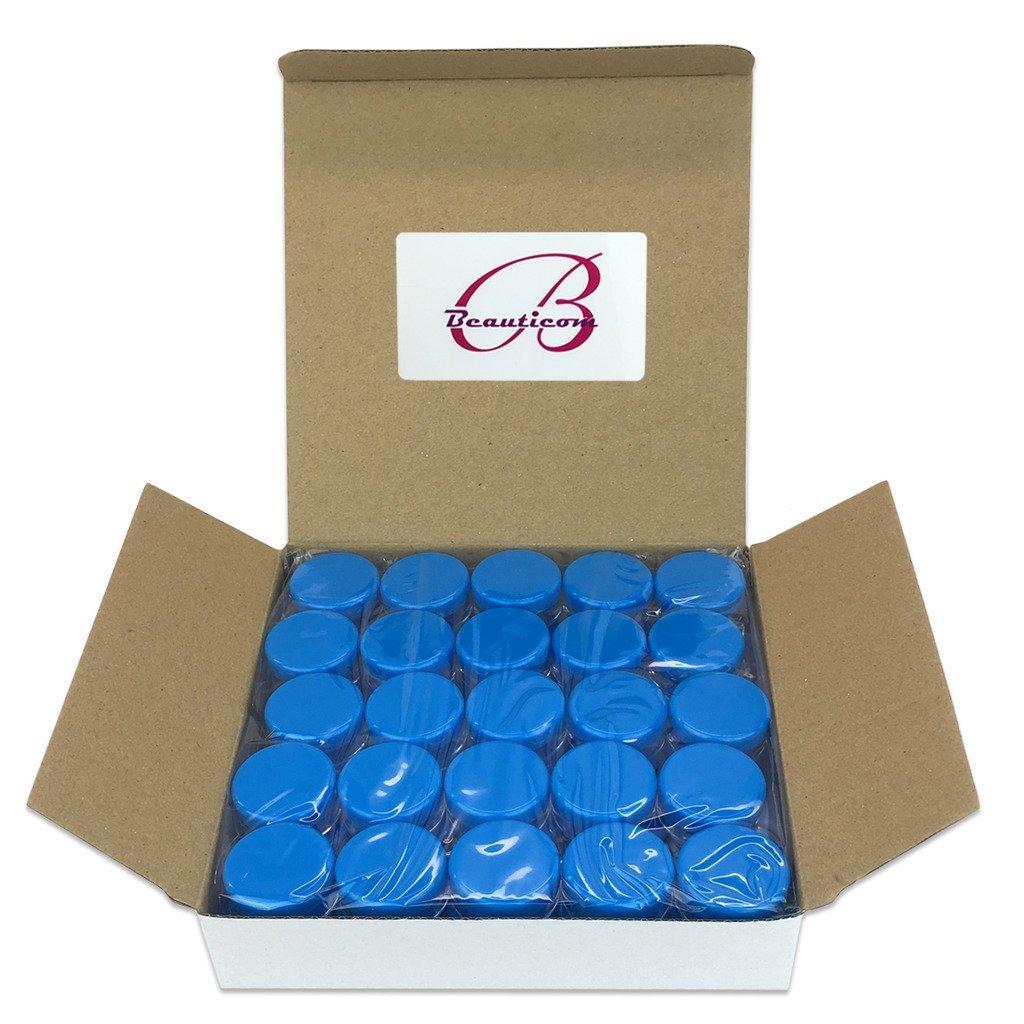 50-Piece 5g/5ml Clear Round Acrylic Jars with Blue Lids - Perfect for Cosmetics, Lotions, Creams, Makeup, Beads, Charms & DIY Crafts - Ideal for Home Organizing, Travel Containers & Small Item Storage