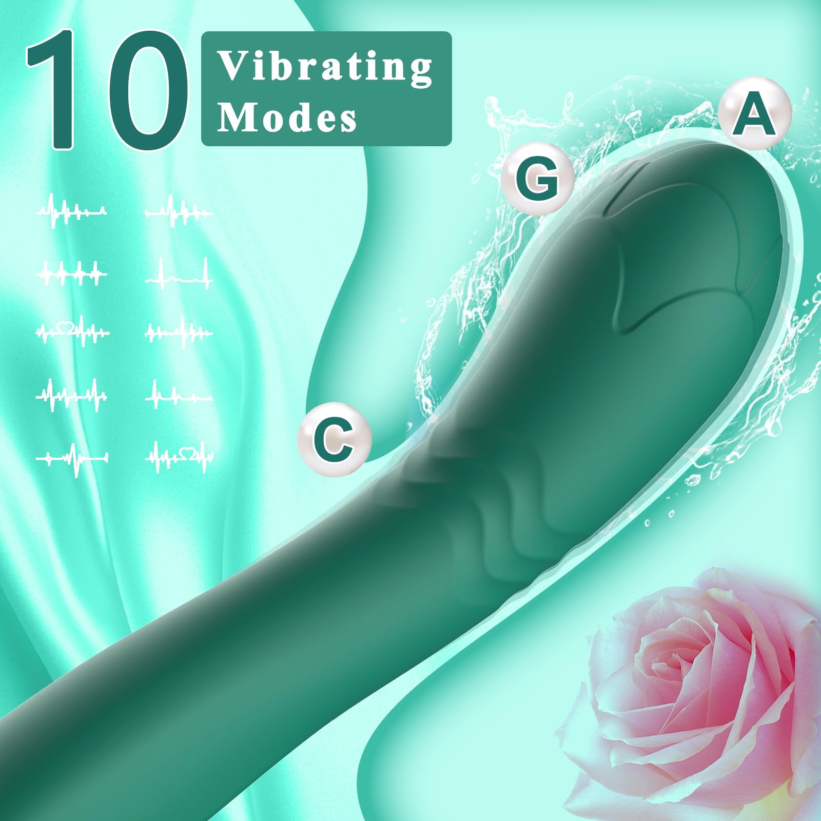 G Spot Vibrator for Women - Clitoral Stimulator with 5 Wiggling & 10 Vibrating Modes, Waterproof Bullet Vibrator & Anal Plug for Couples Play - Green Adult Sex Toy for Solo & Partnered Pleasure