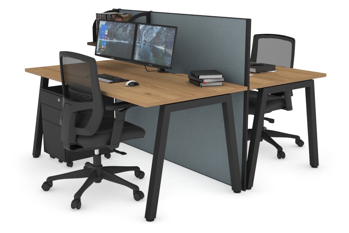 Horizon Quadro 2-Person Office Workstation Bench with A-Legs - 1600L x 800W Dimensions & Cable Management Scallop - Perfect for Collaborative Workspaces & Office Desking Solutions