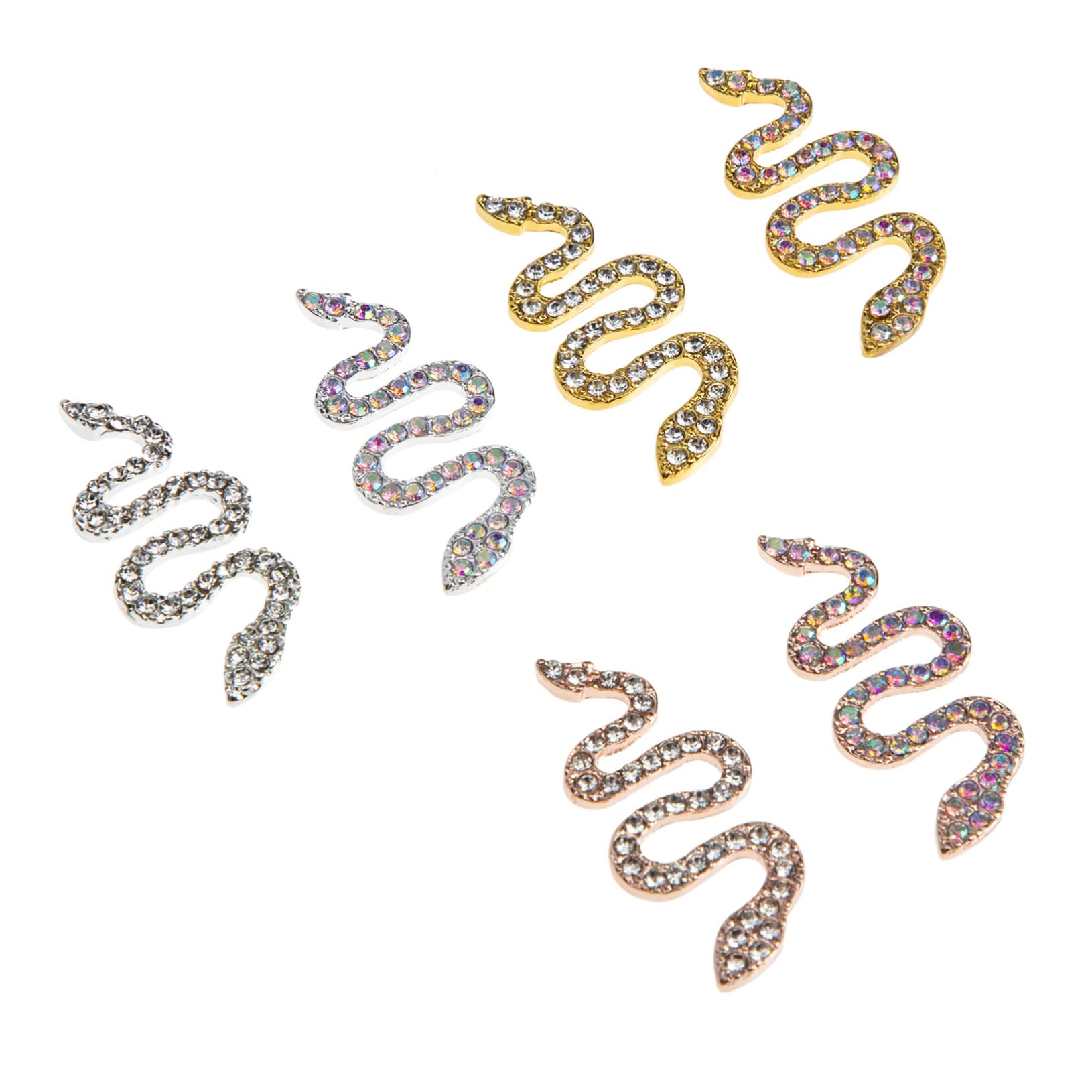 FOMIYES 6pcs DIY 3D Snake Nail Rhinestones Charms - Nail Art Gems for Natural Nails Decoration | Perfect for Manicure, Nail Salon, Party & Wedding Nail Designs