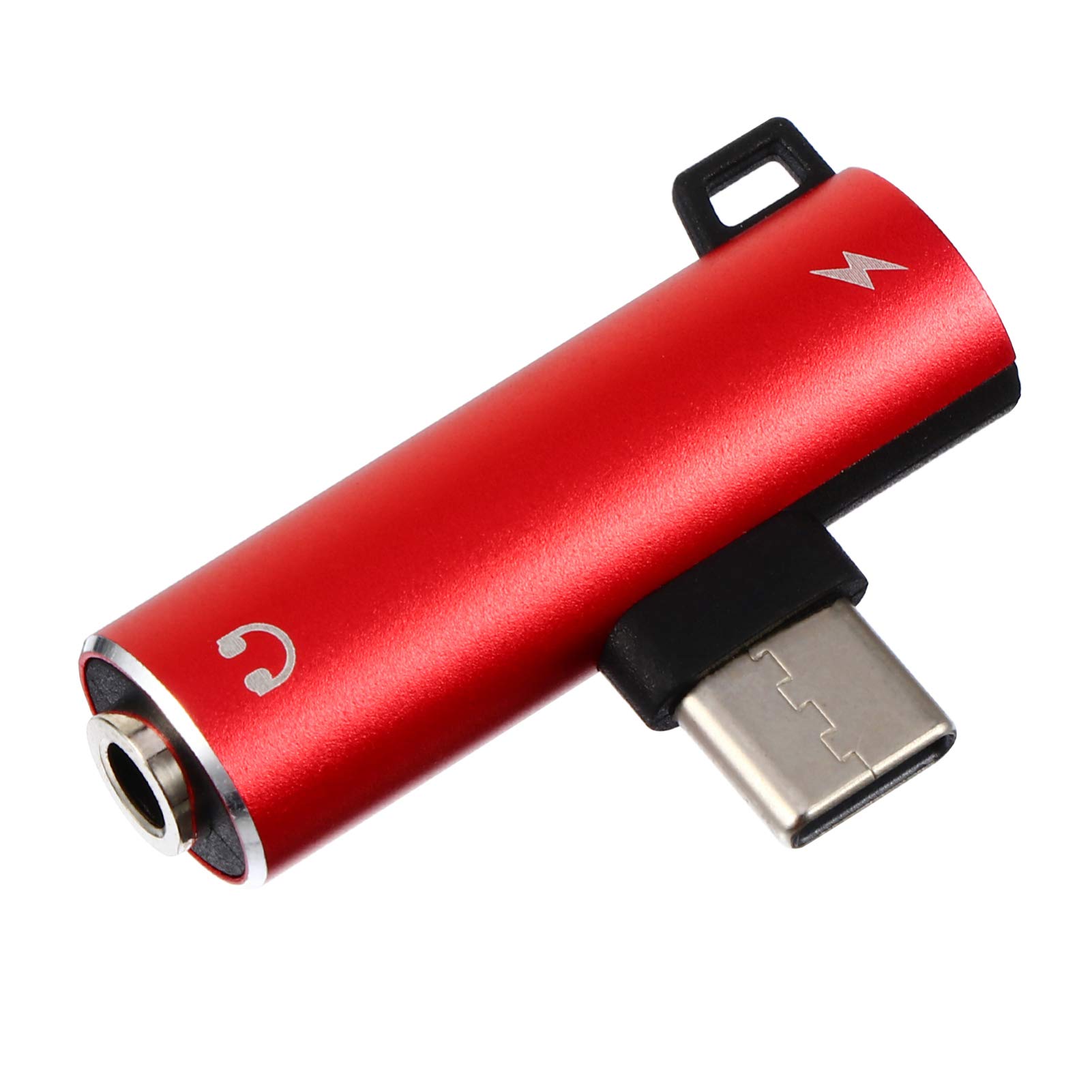 USB C to 3.5mm Headphone Jack Adapter - Type C Female to 3.5mm Male Audio Dongle - Compatible with iPhone 15, Samsung Galaxy, Pixel & More - Perfect for Music, Gaming & Calls (Red)