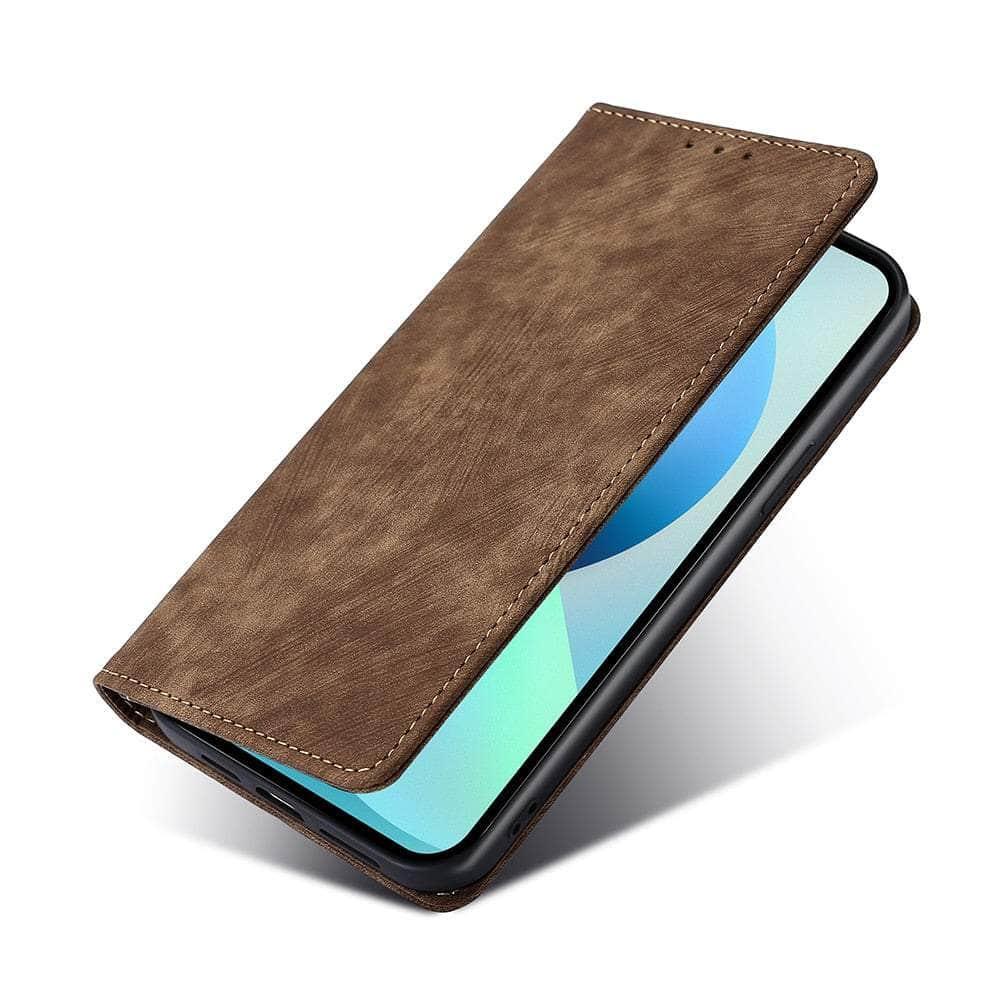 Premium Vegan Leather Case for iPhone 15 Plus - Slim Protective Cover with Card Slots | Perfect for Business Professionals & Office Use