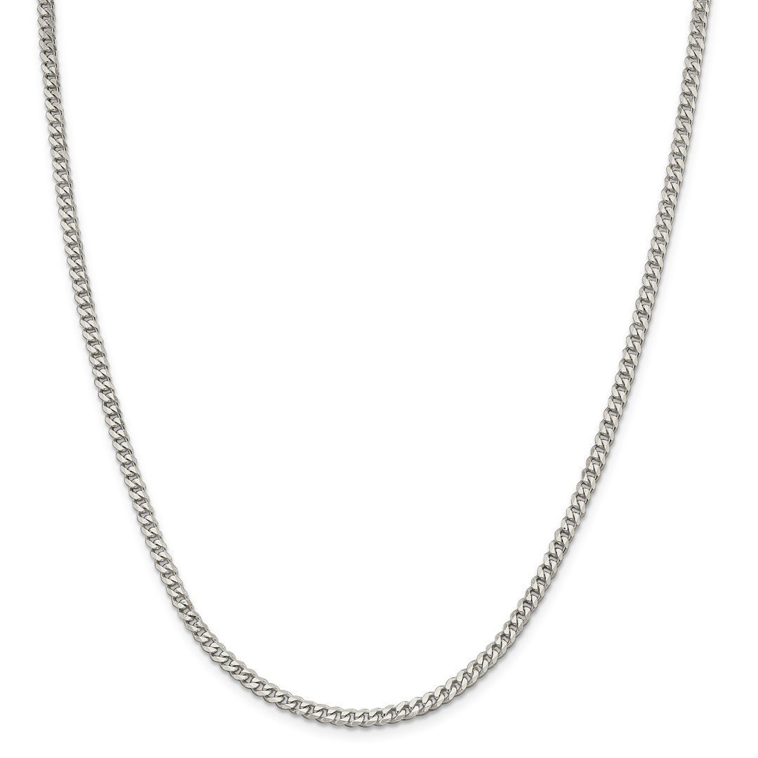 925 Sterling Silver 3.5mm Link Curb Chain Necklace - 30 Inch Flat Beveled Pendant Charm Necklace for Women | Elegant Fine Jewelry Gift for Her | Perfect for Daily Wear, Special Occasions & Gifts
