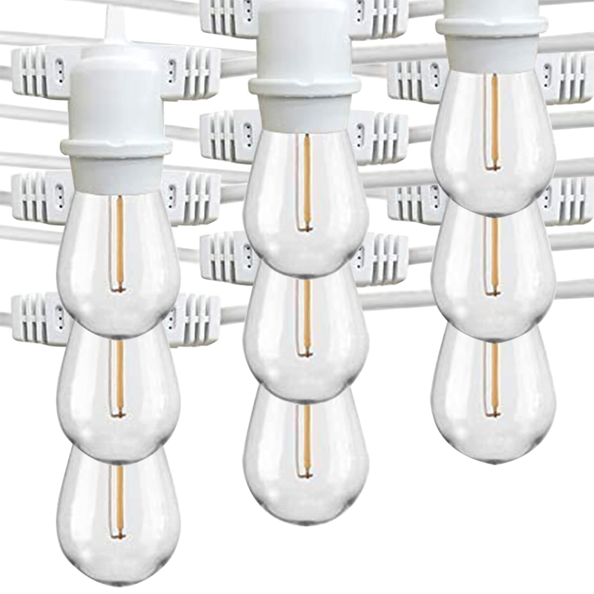 FMART LED 100 Foot Heavy Duty Outdoor Solar String Lights - Shatterproof 34 G40 Bulbs for Patio, Tent, Garden & Backyard Decor - Weatherproof White String Lights (3 Pack) - Perfect for Weddings, Parties & Outdoor Lighting