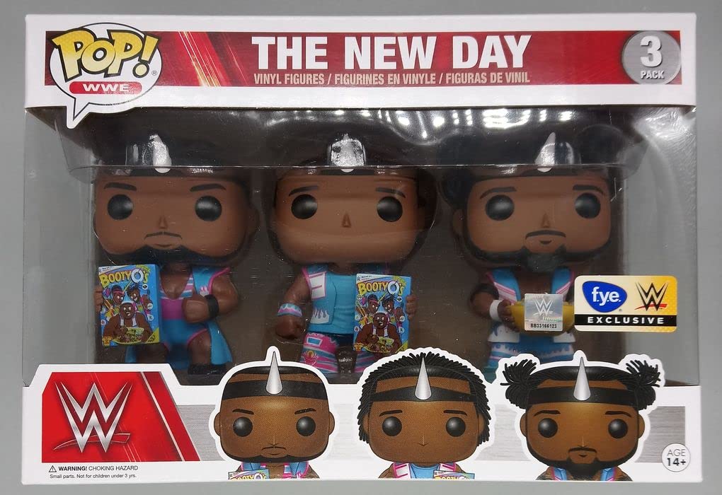 Pop Funko Vinyl WWE New Day Booty Os 3-Pack - Xavier Woods, Big E & Kofi Kingston Action Figures | Collectible Wrestling Toys for WWE Fans & Home Decor