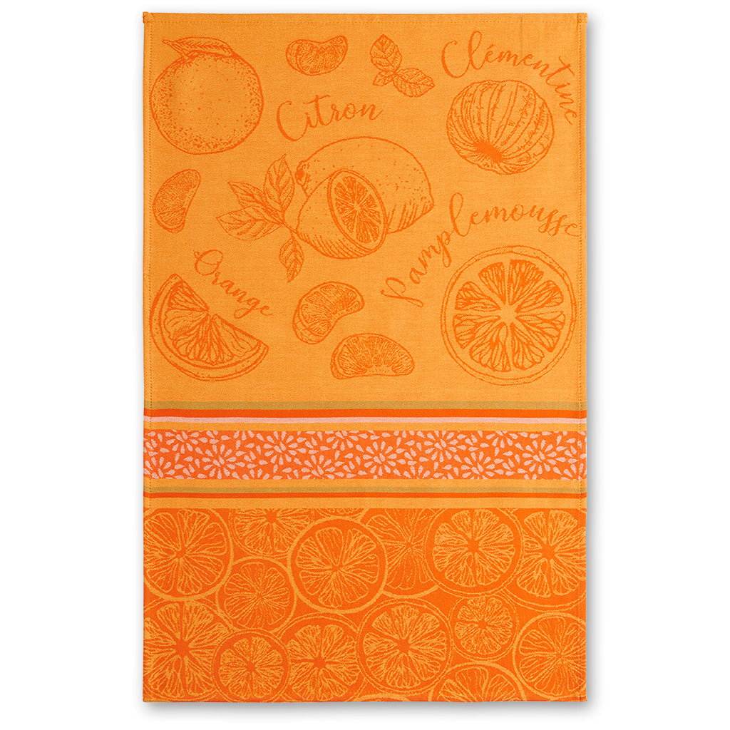 Premium Citrus French Jacquard Dish Towel by Coucke - Elegant Kitchen Towel for Drying Dishes, Glassware & Countertops - Perfect for French Country Kitchen Decor & Hostess Gifts