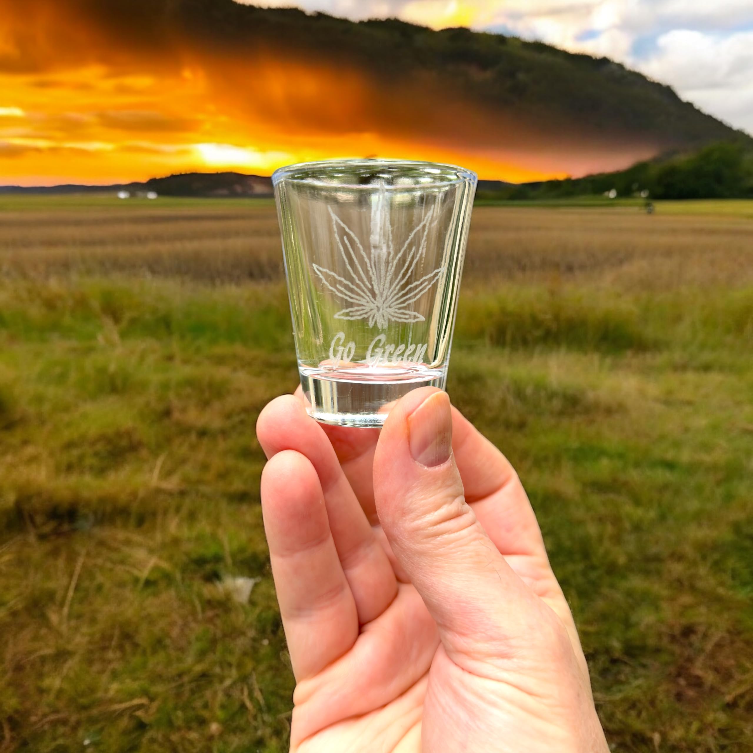 2oz Pot Leaf Go Green Shot Glass - Perfect for St. Patrick's Day, 420 Celebrations & Themed Parties - Durable Glass for Shots, Cocktails & Fun Gatherings