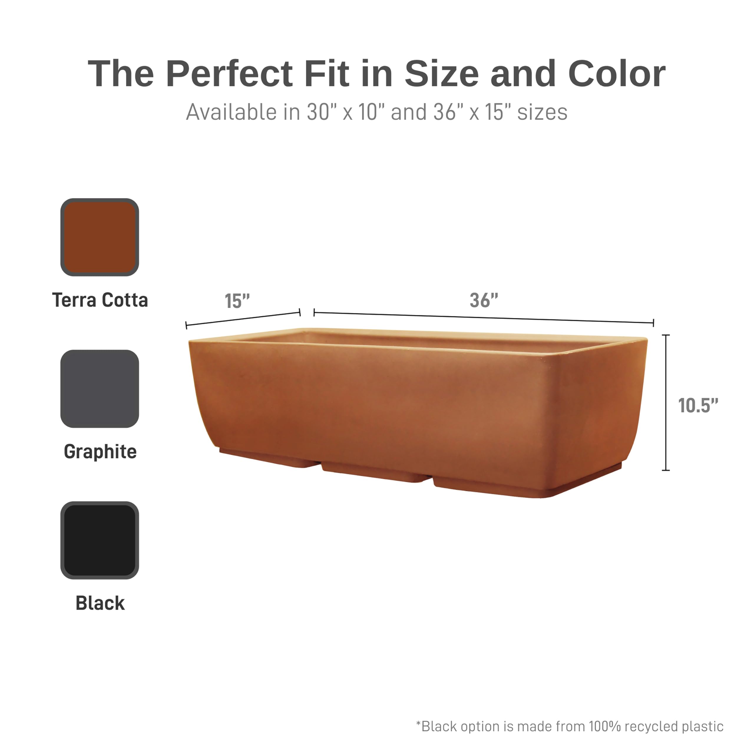 36-Inch Terra Cotta Urban Planter Body by RTS Companies Inc - Perfect for Indoor & Outdoor Garden Decor, Patio, Balcony, and Home Landscaping