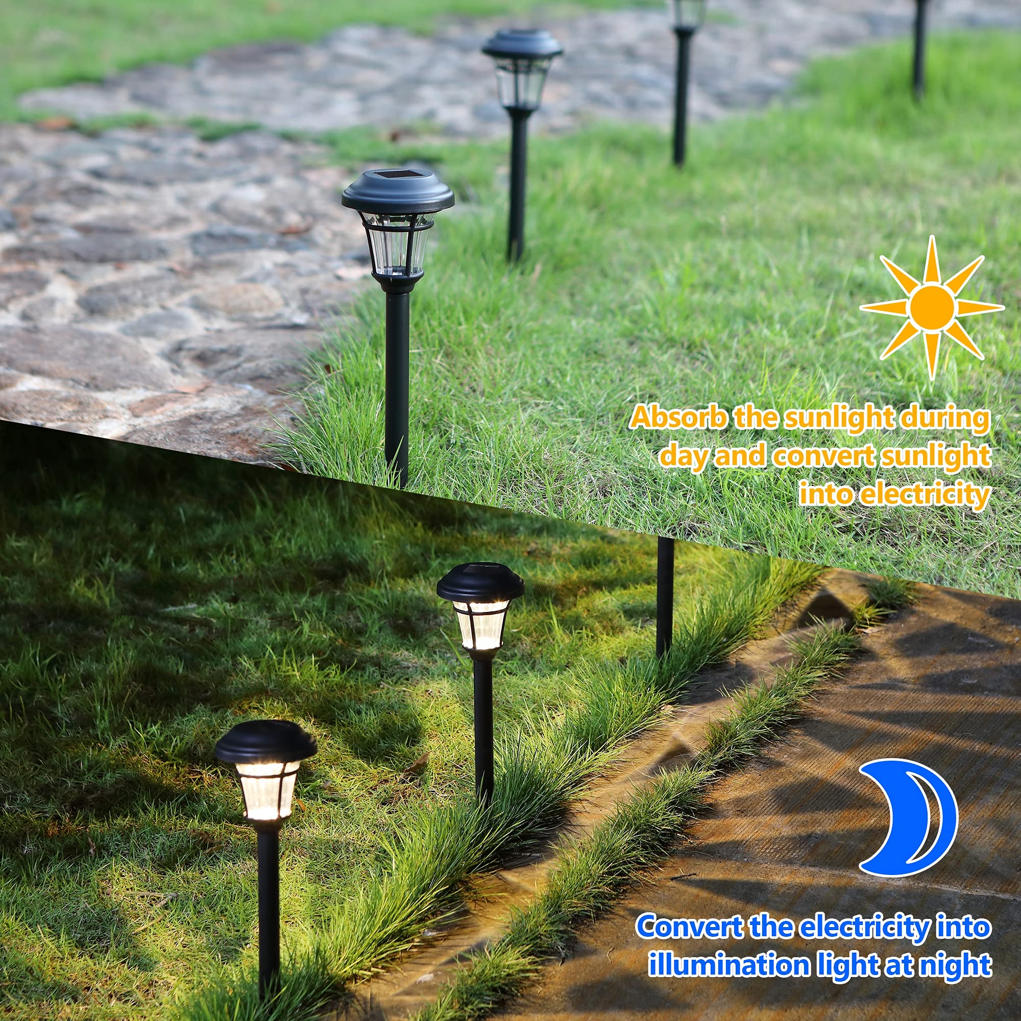 12 Pack Solar Pathway Lights Outdoor - Waterproof Solar Garden Lights for Patio, Yard, Driveway, Walkway | Dusk to Dawn Auto On/Off | Perfect for Landscape Lighting, Garden Decor, Backyard Illumination
