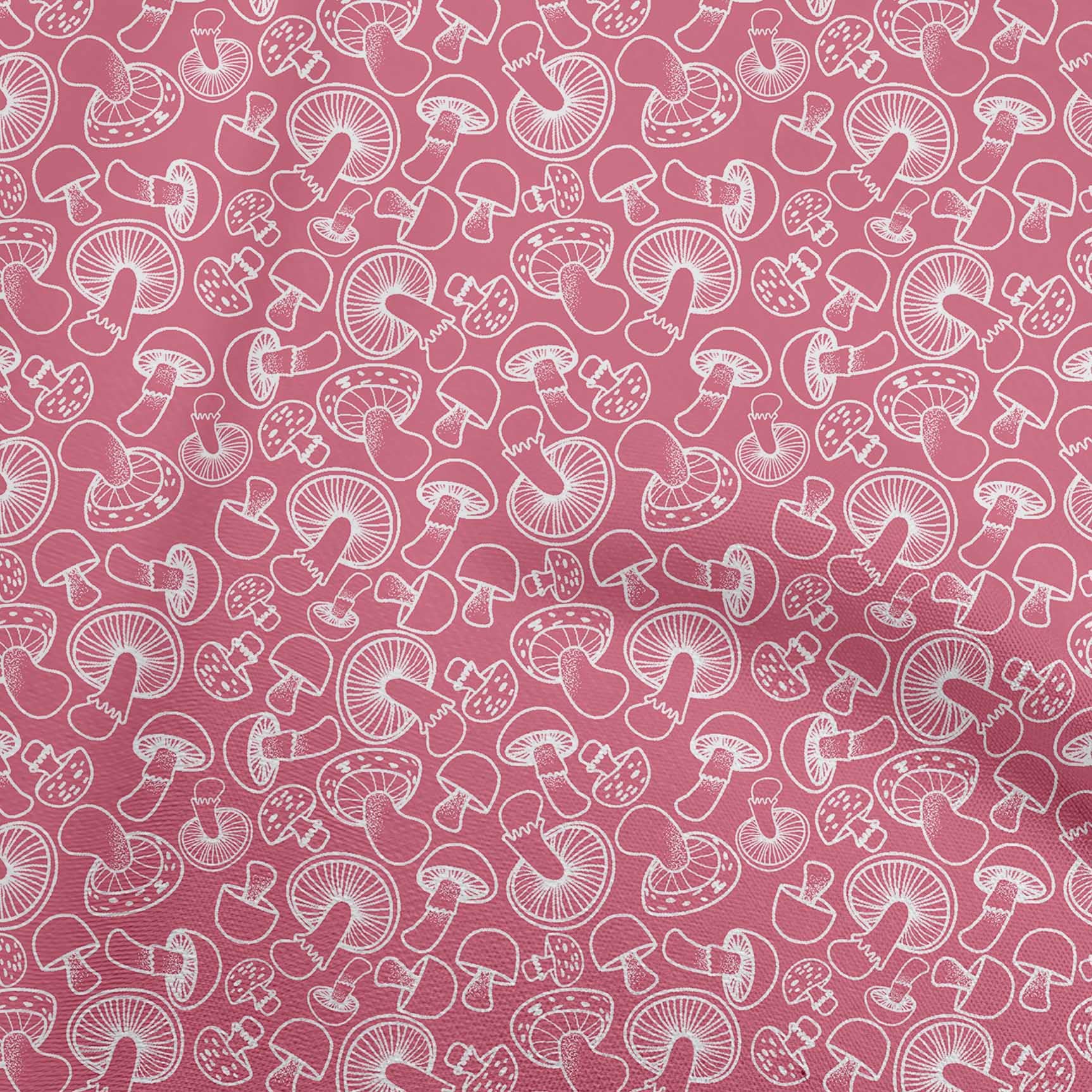 oneOone Viscose Jersey Pink Mushroom Print Fabric by The Yard - 60 Inch Wide Soft Draping Material for Dresses, Skirts & DIY Fashion Projects