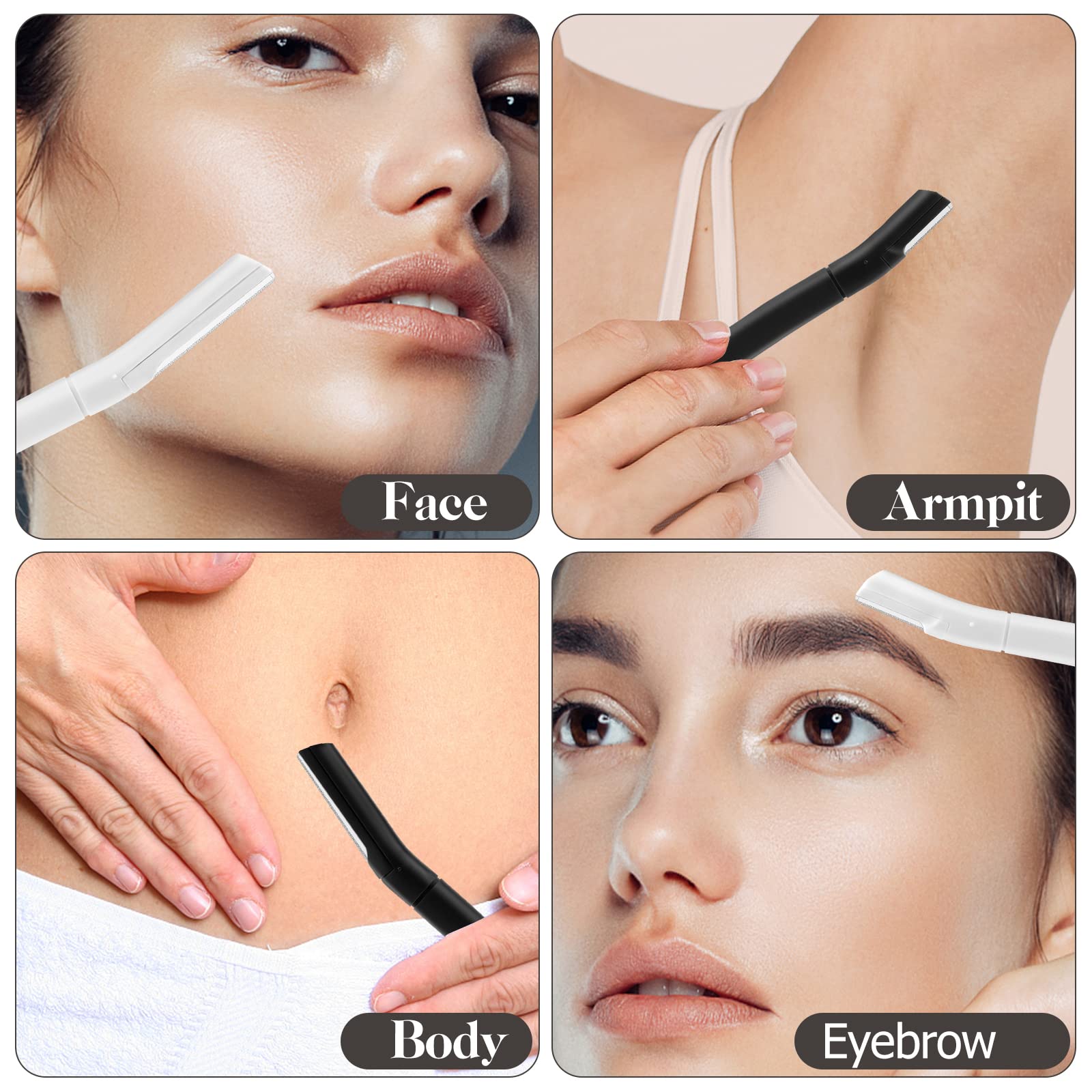Premium Eyebrow Razor & Dermaplaning Tool for Women - 8 Pack Facial Hair Remover, Peach Fuzz Shaver, Skin Exfoliator for Smooth & Glowing Skin (White/Black) - Perfect for At-Home Salon Treatments, Pre-Makeup Prep & Skincare Routine