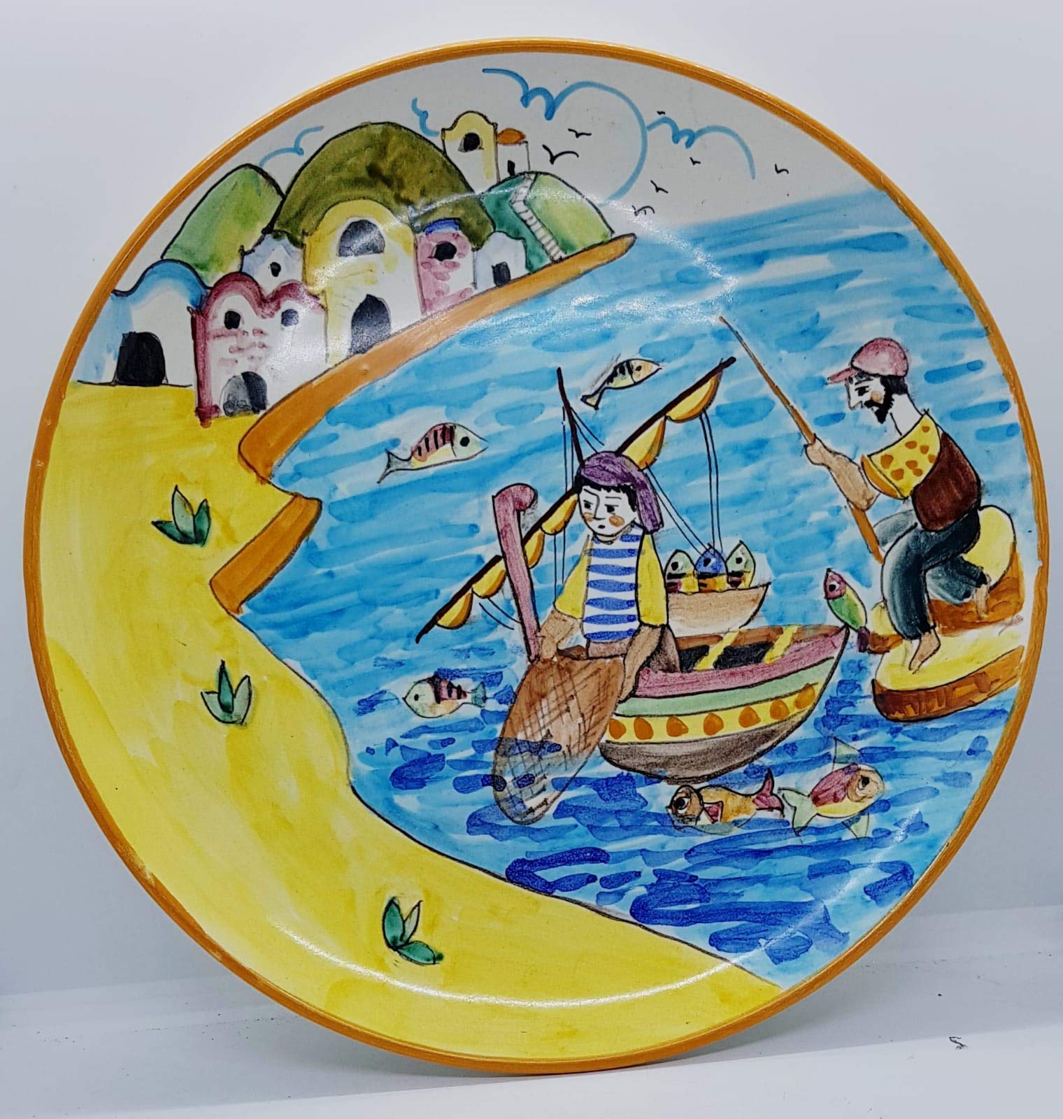 Handmade Ceramic Wall Plate - Unique Capri Line Piece Made in Italy | Perfect for Kitchen Decor, Dining Room Art & Mediterranean Style Home Accents