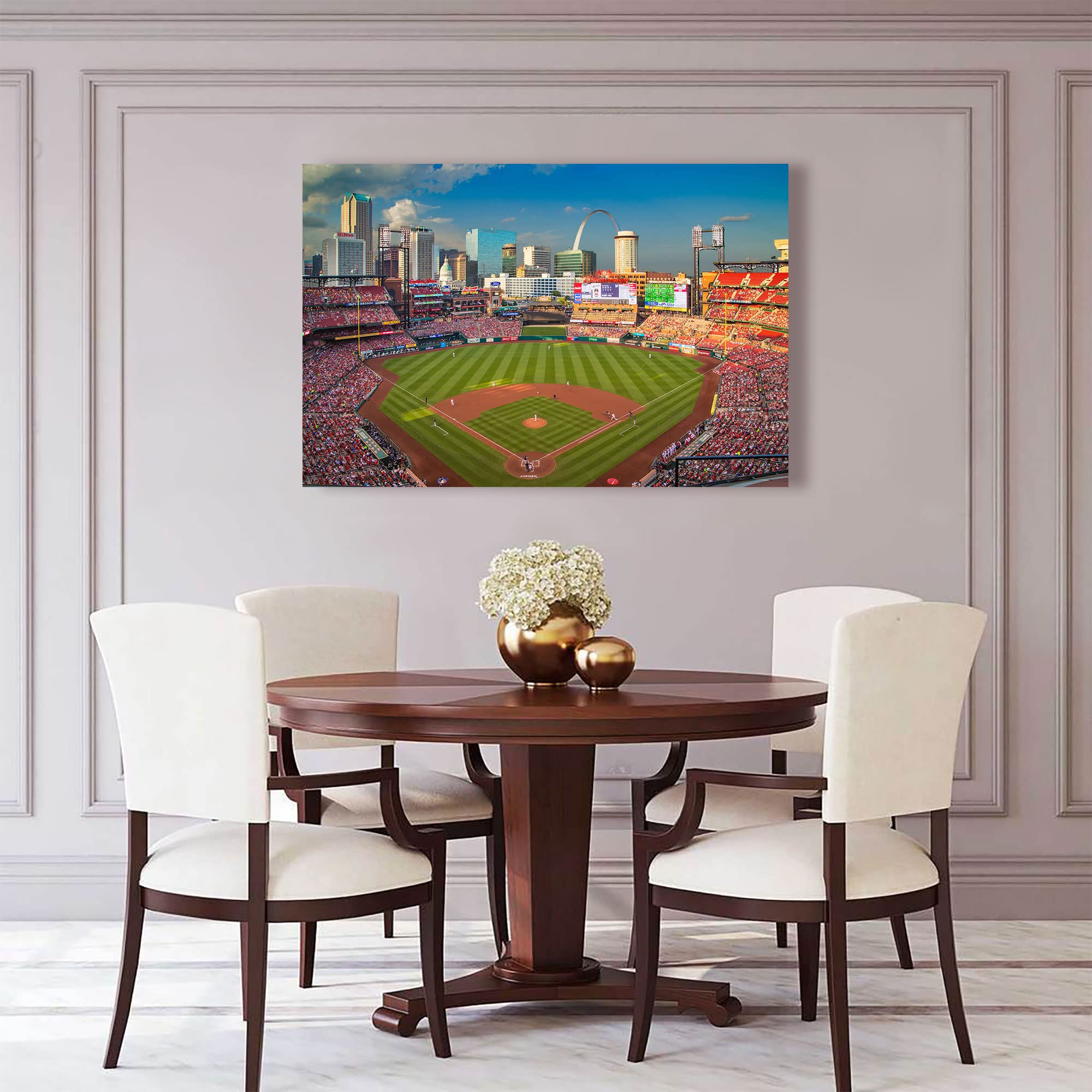 Busch Stadium Canvas Wall Art Print - Framed Ready to Hang 8x12 Inches - Modern Home Decor for Living Room, Kitchen, Office & Bedroom - Perfect Gift for Baseball Fans & Sports Enthusiasts