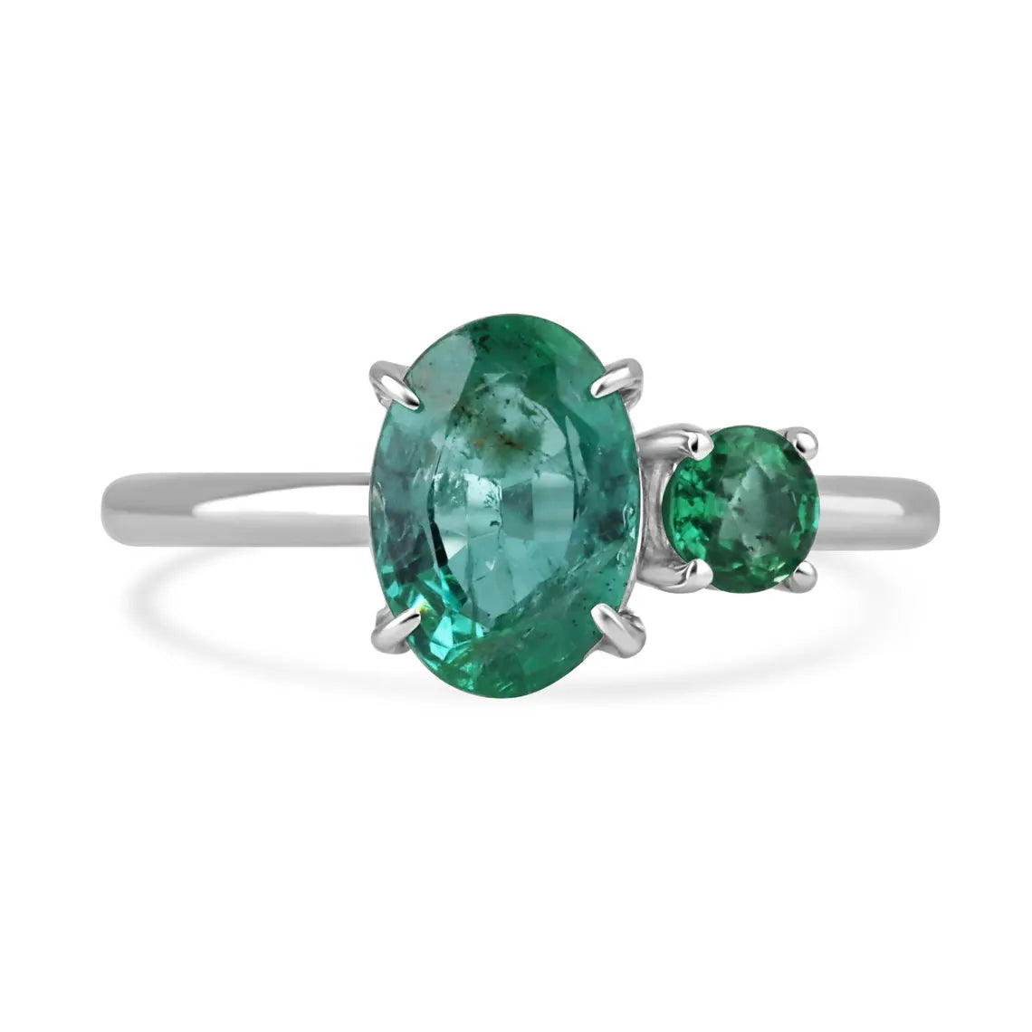 2.40 Carat Natural Emerald Toi et Moi Ring with Oval & Round Cut Gemstones - Perfect for Engagement, Anniversary & Romantic Gifts