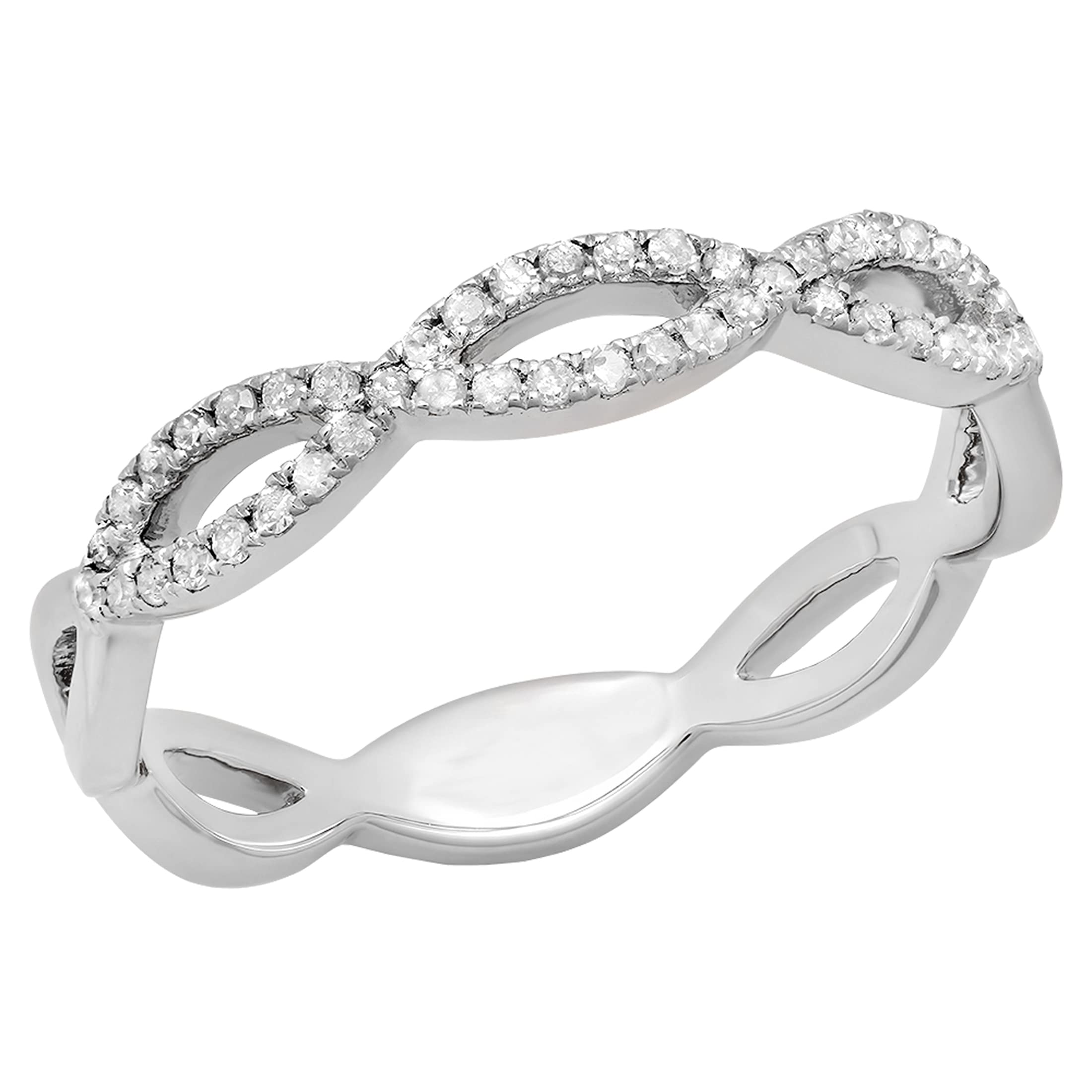 Dazzlingrock 0.20 Carat Round Diamond Infinity Swirl Wedding Band Ring for Women - Sterling Silver Anniversary Jewelry Gift for Wife, Girlfriend, Fiancée - Perfect for Engagement, Wedding, Valentine's Day & Special Occasions