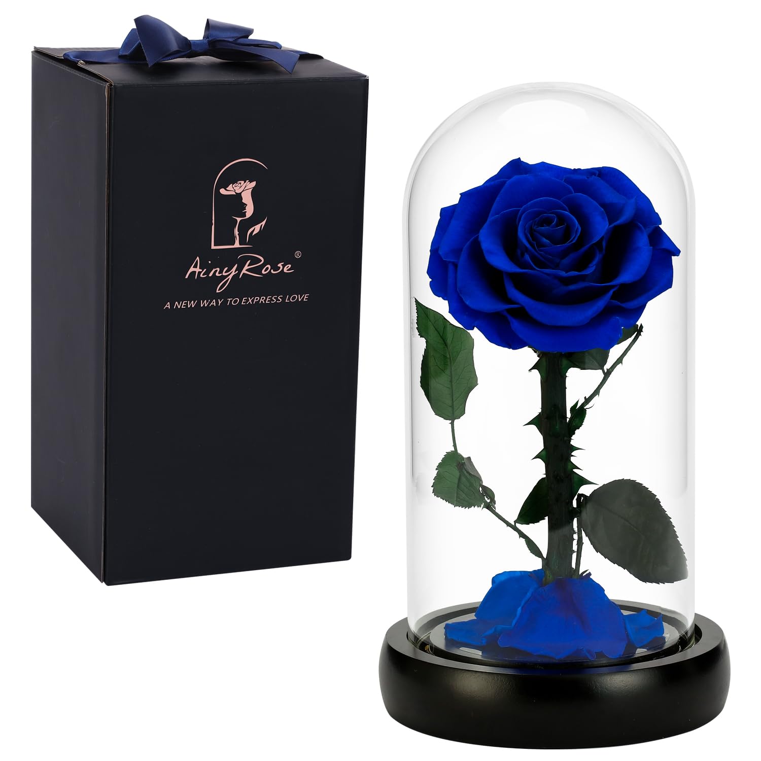 Forever Preserved Real Rose Flower in Glass Dome - Eternal Rose Gift for Women, Mom, Valentine's Day, Mother's Day, Christmas & Anniversary - Perfect Romantic Home Decor & Luxury Keepsake