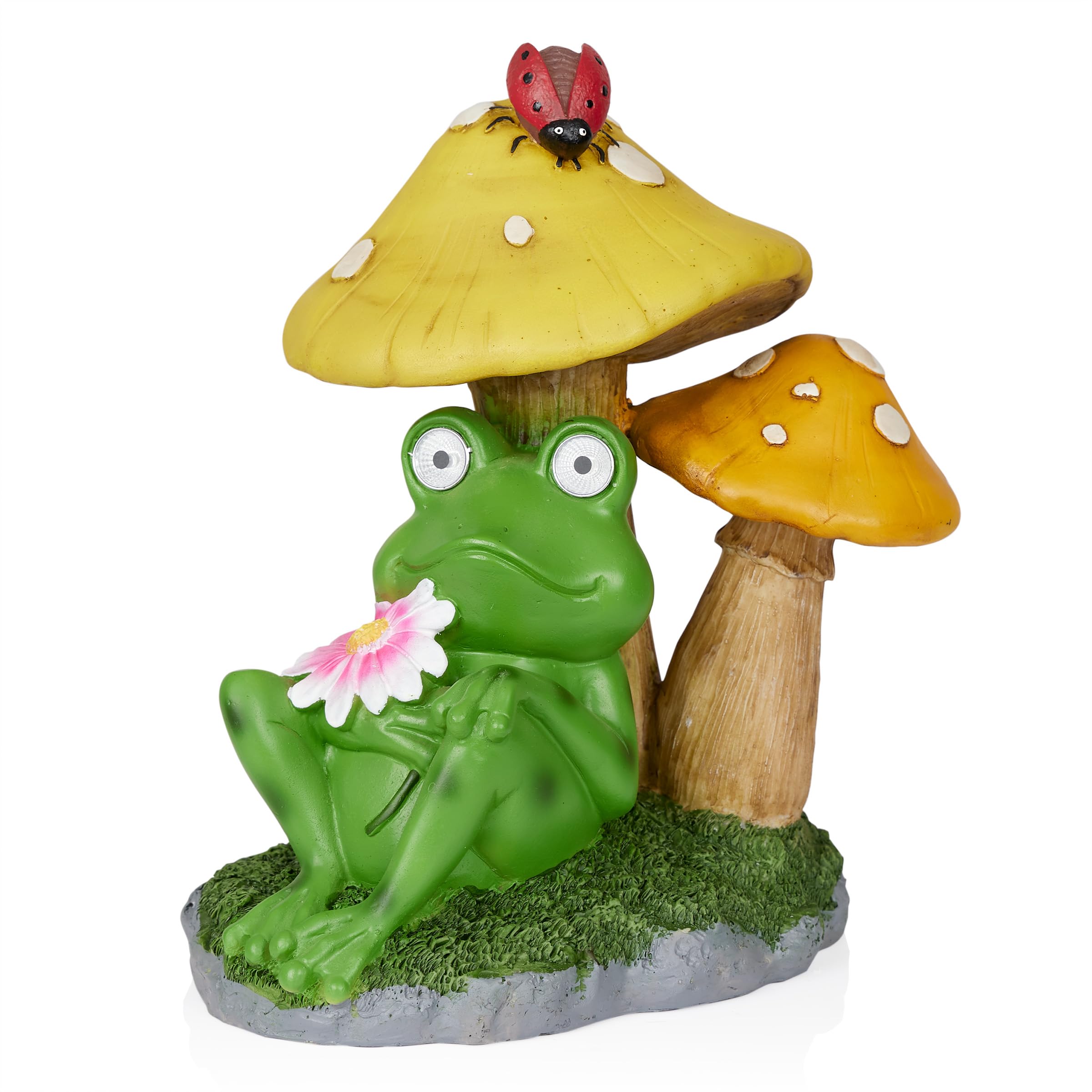 Solar-Powered Frog Mushroom Statue with Light-Up Eyes – 12