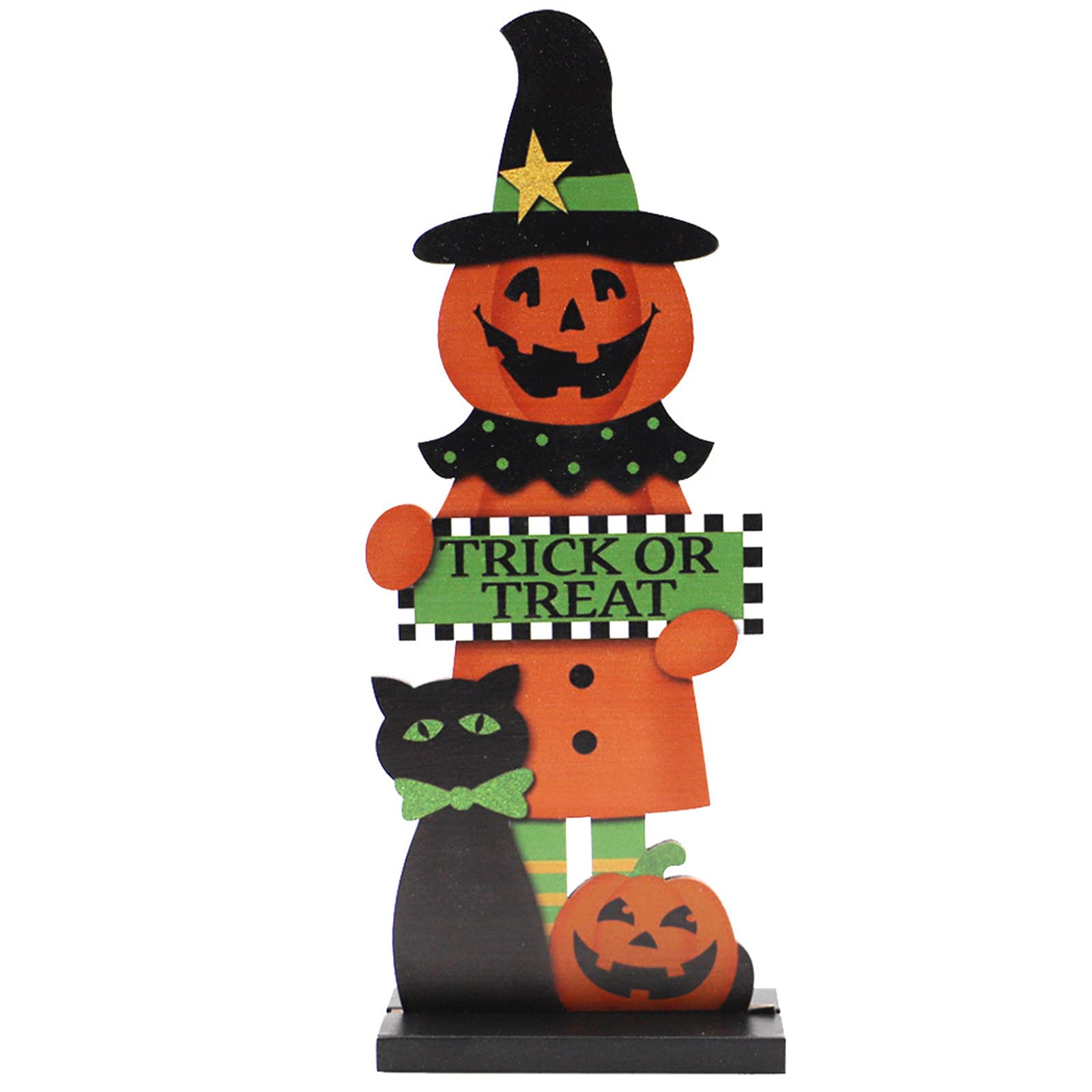 Halloween Decorations - Wooden Pumpkin Man & Witch Table Decor for Home, Office, Party | Spooky Halloween Pumpkin Ornaments for Indoor & Outdoor Decor