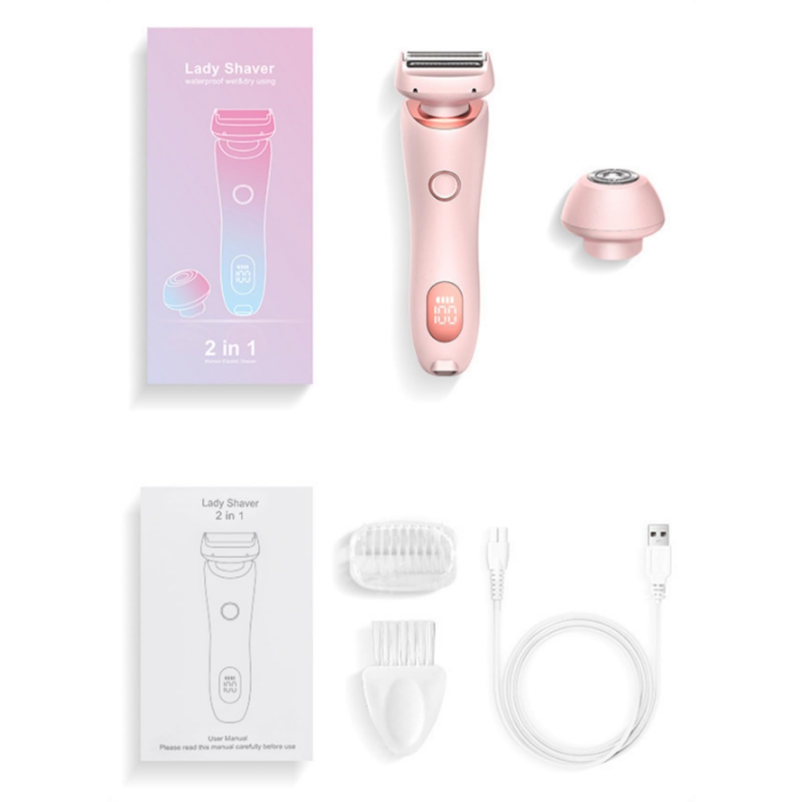 Dusk Glide Pro 3.0 Women's Electric Razor - 2-in-1 Waterproof Shaver for Smooth Legs & Bikini Line, Pink | Perfect for Travel, Gym & Quick Hair Removal at Home