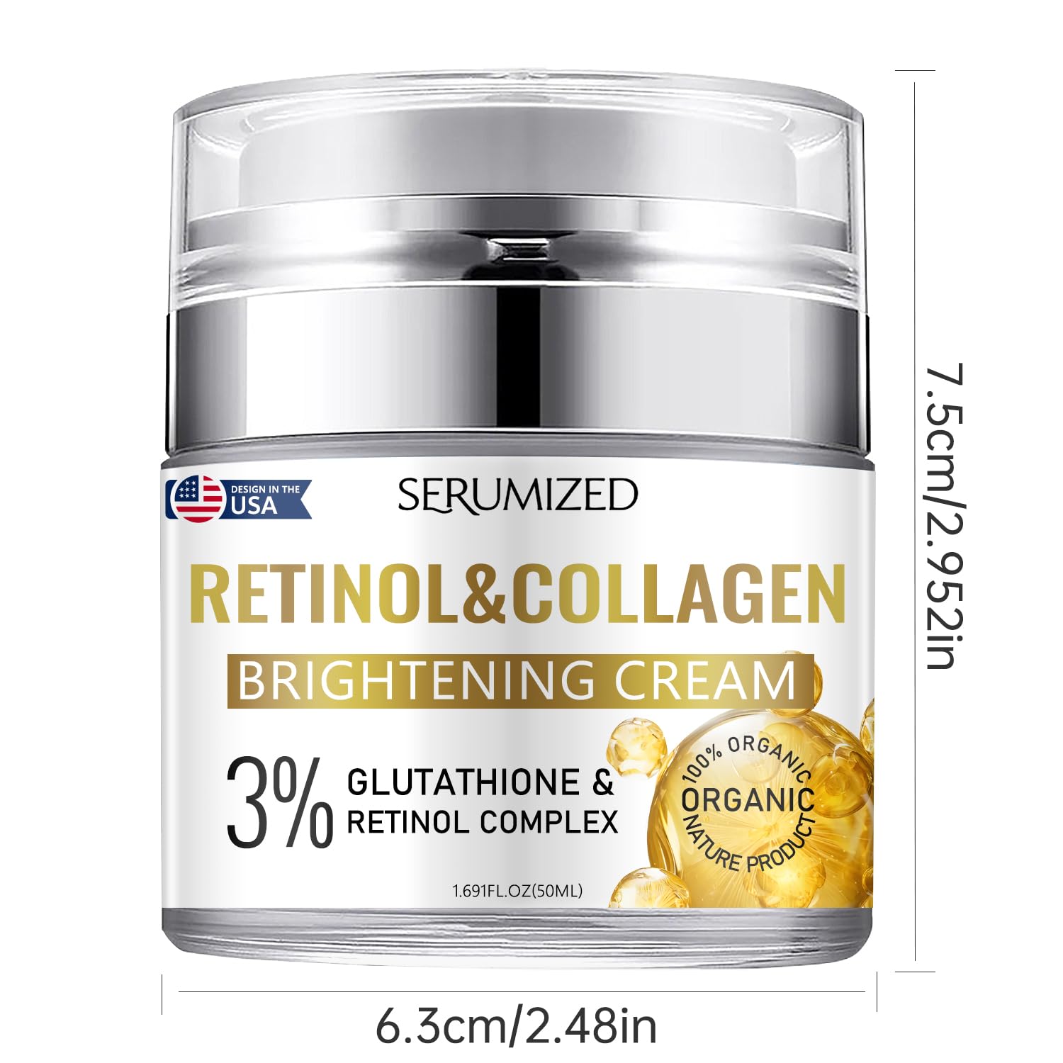 Retinol Cream for Face - Anti Aging & Wrinkle Moisturizer with Collagen for Women & Men, Day & Night Facial Care for Face & Neck (1.69 Fl Oz/50ml) - Perfect for Daily Skincare Routine & Anti-Aging Treatment