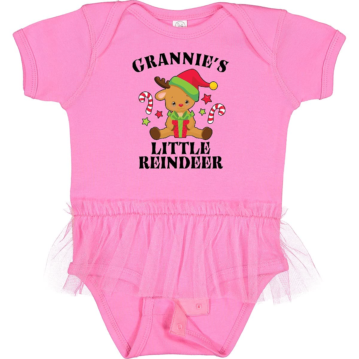 Inktastic Christmas Grannie's Little Reindeer with Candy Infant Tutu Bodysuit - Adorable Holiday Outfit for Baby Girls, Festive Christmas Photo Shoot & Family Gatherings