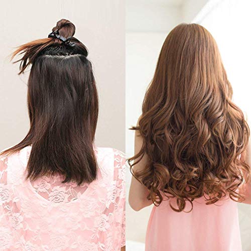 BOXO Clip In 1 Piece Synthetic Long Curly Hair Extensions - Natural Looking Dark Brown Hairpiece for Women & Girls - Perfect for Parties, Weddings & Daily Styling