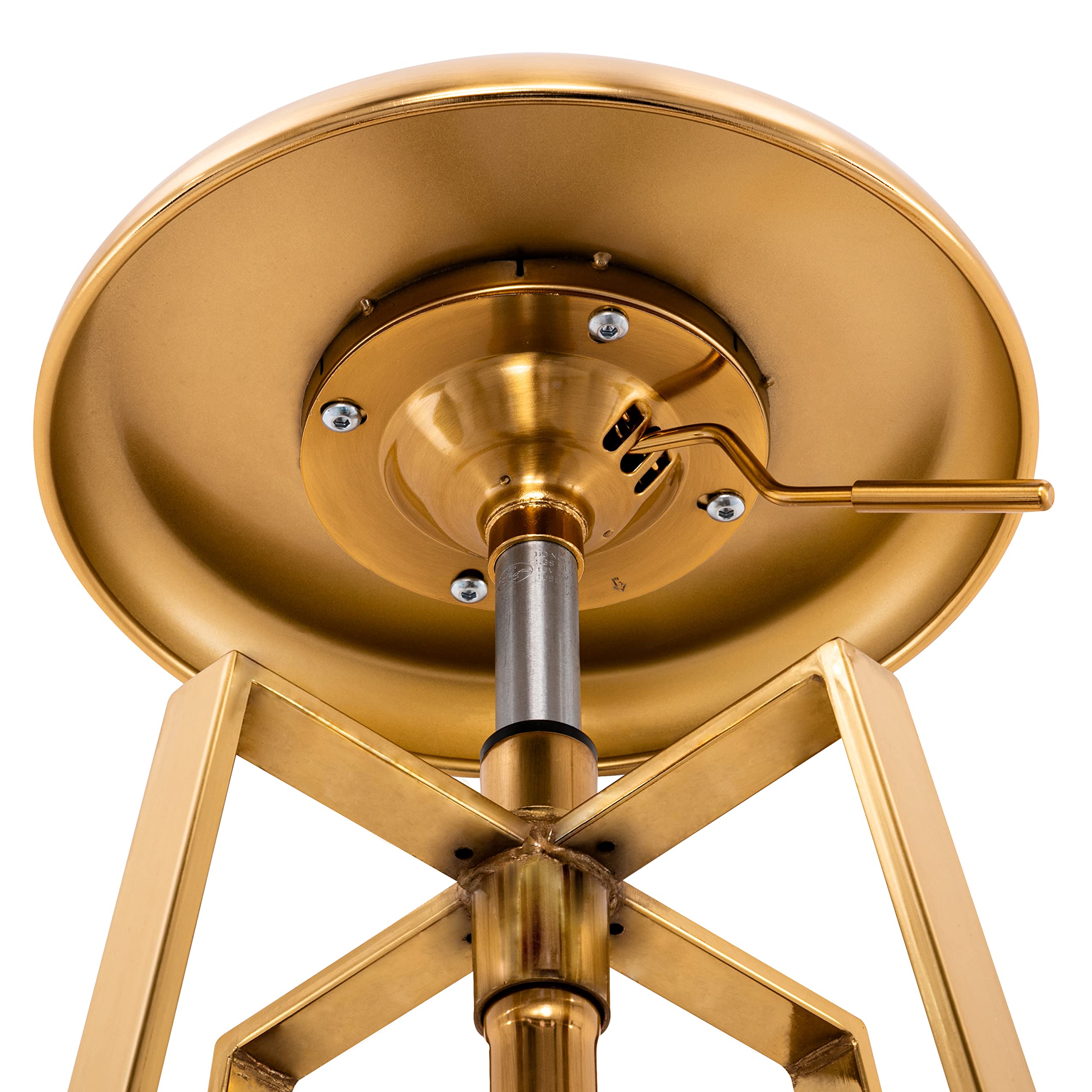 Adjustable Industrial Bar Stool Set of 2 - Swivel Round Metal Barstools with Armless Metal Frame, Counter Height Bar Chairs for Kitchen, Bistro, Pub & Home Bar - Gold (Perfect for Entertaining & Dining)
