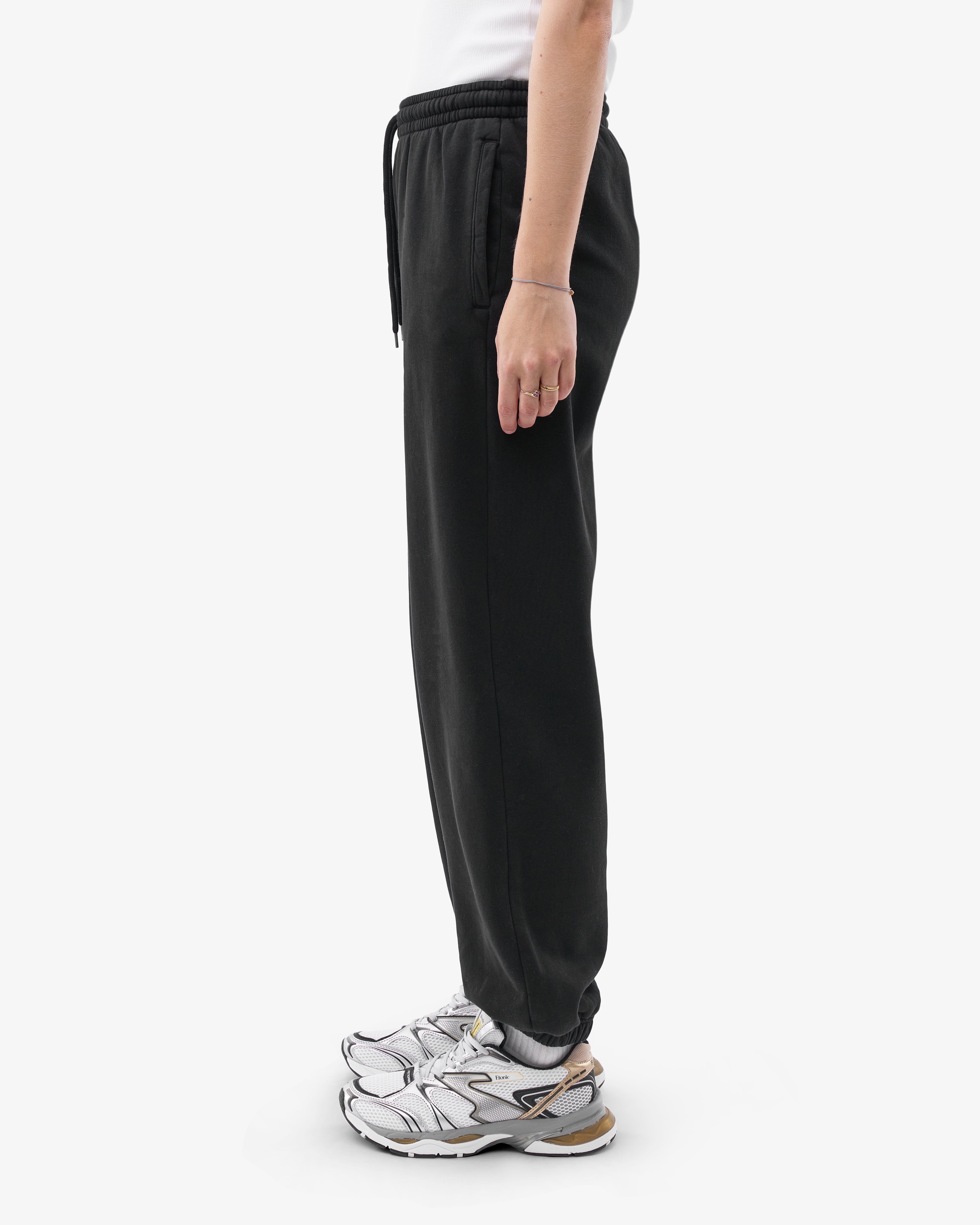 Organic Relaxed Sweatpants for Women - Soft Cotton Joggers with Pockets - Deep Black Lounge Pants for Yoga, Home & Casual Wear