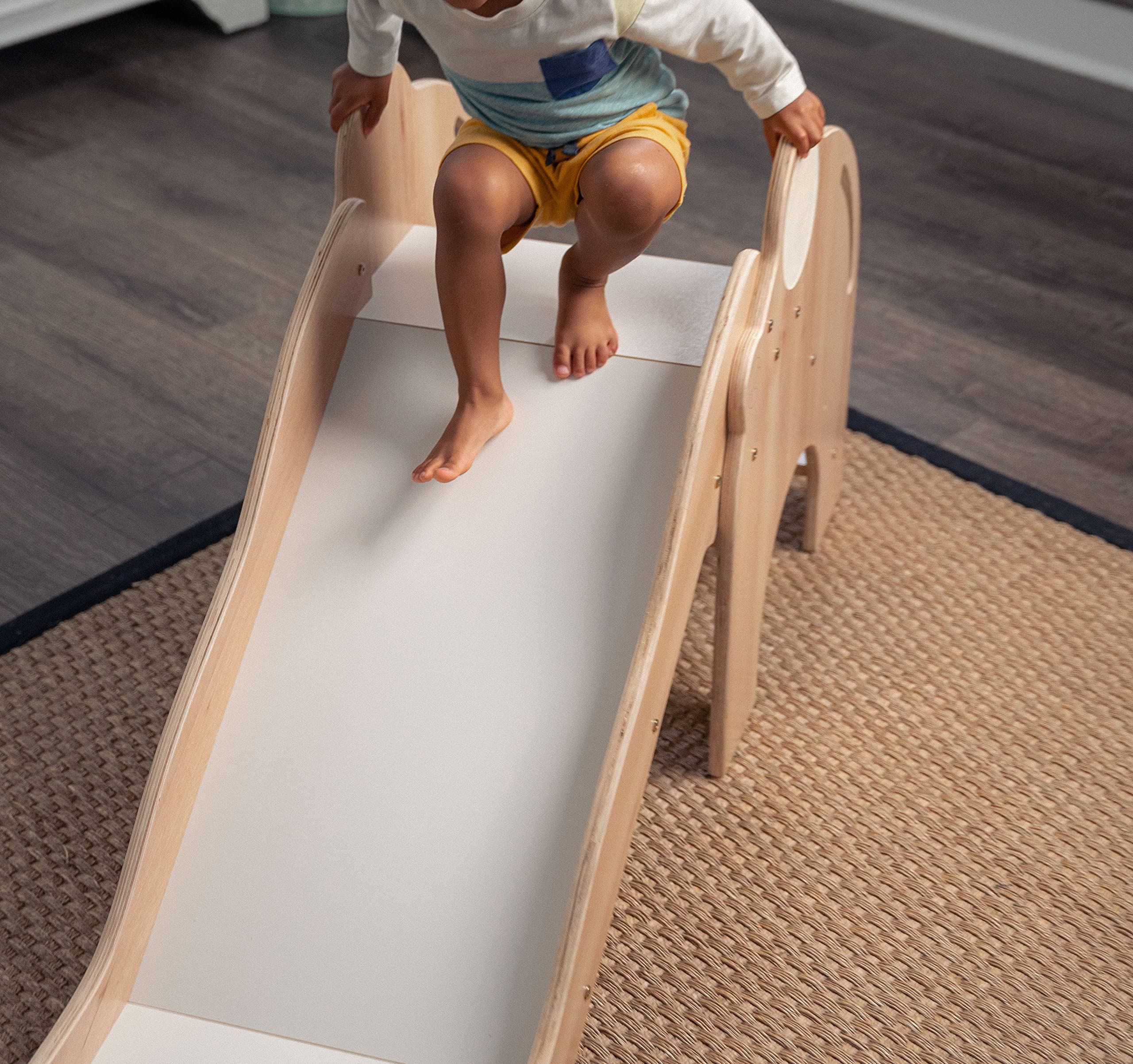 Avenlur Nima Indoor Slide for Toddlers - Elephant Shaped Montessori & Waldorf Style Kids Slide - Safe Sturdy Slide for 1-5 Year Olds - Develop Motor Skills & Balance - Perfect for Playrooms, Daycares & Indoor Play Spaces