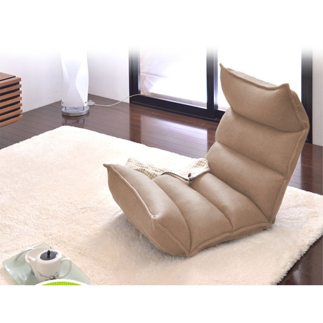 2X Foldable Tatami Floor Sofa Bed - Meditation Lounge Chair & Recliner Lazy Couch in Khaki - Perfect for Small Spaces, Yoga, Reading Nook & Guest Bed