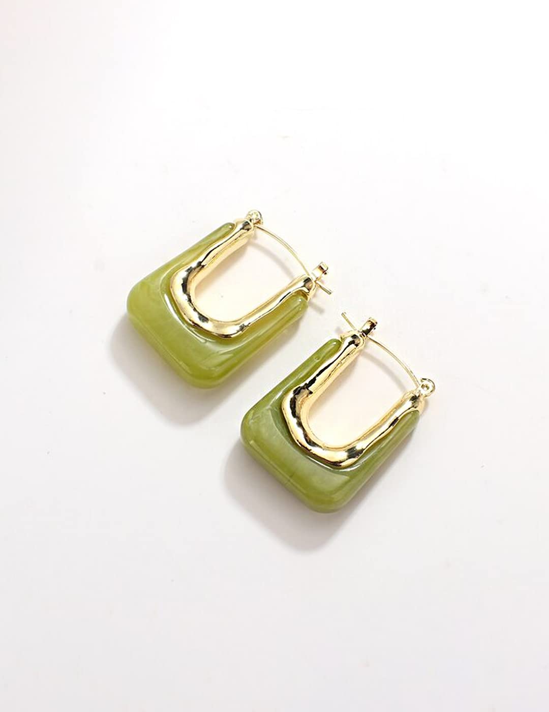 Fashionable Yellow and Green Hoop Earrings for Women - Gold Plated Geometric Bali Hinged Tube Hoops | Trendy Statement Jewelry for Girls & Women | Perfect Birthday, Anniversary Gift for Wife, Girlfriend, Mom | Great for Parties, Date Nights, Office Wear
