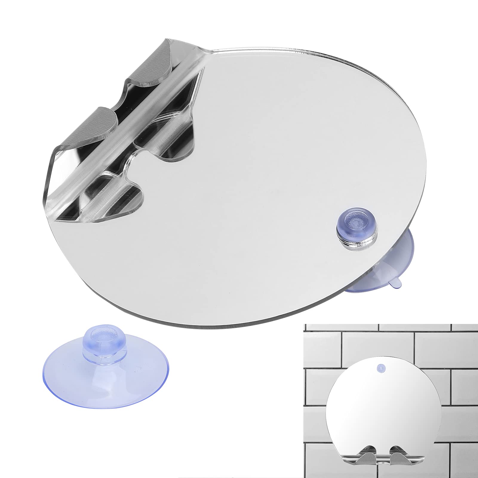 JERYS Fogless Shower Mirror with Razor Holder - Anti-Fog Bathroom Mirror for Shaving, Shatterproof Design with Powerful Suction Cups - Perfect for Steam Showers, Grooming & Travel