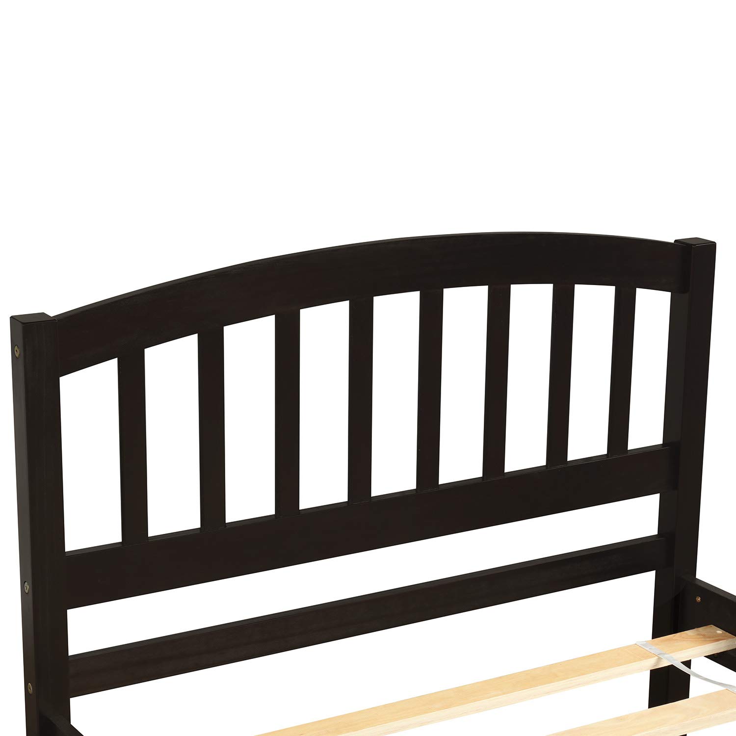 Merax Twin Size Wooden Platform Bed Frame with Trundle Headboard - No Box Spring Needed - Espresso Finish - Perfect for Kids Rooms, Guest Beds & Small Spaces