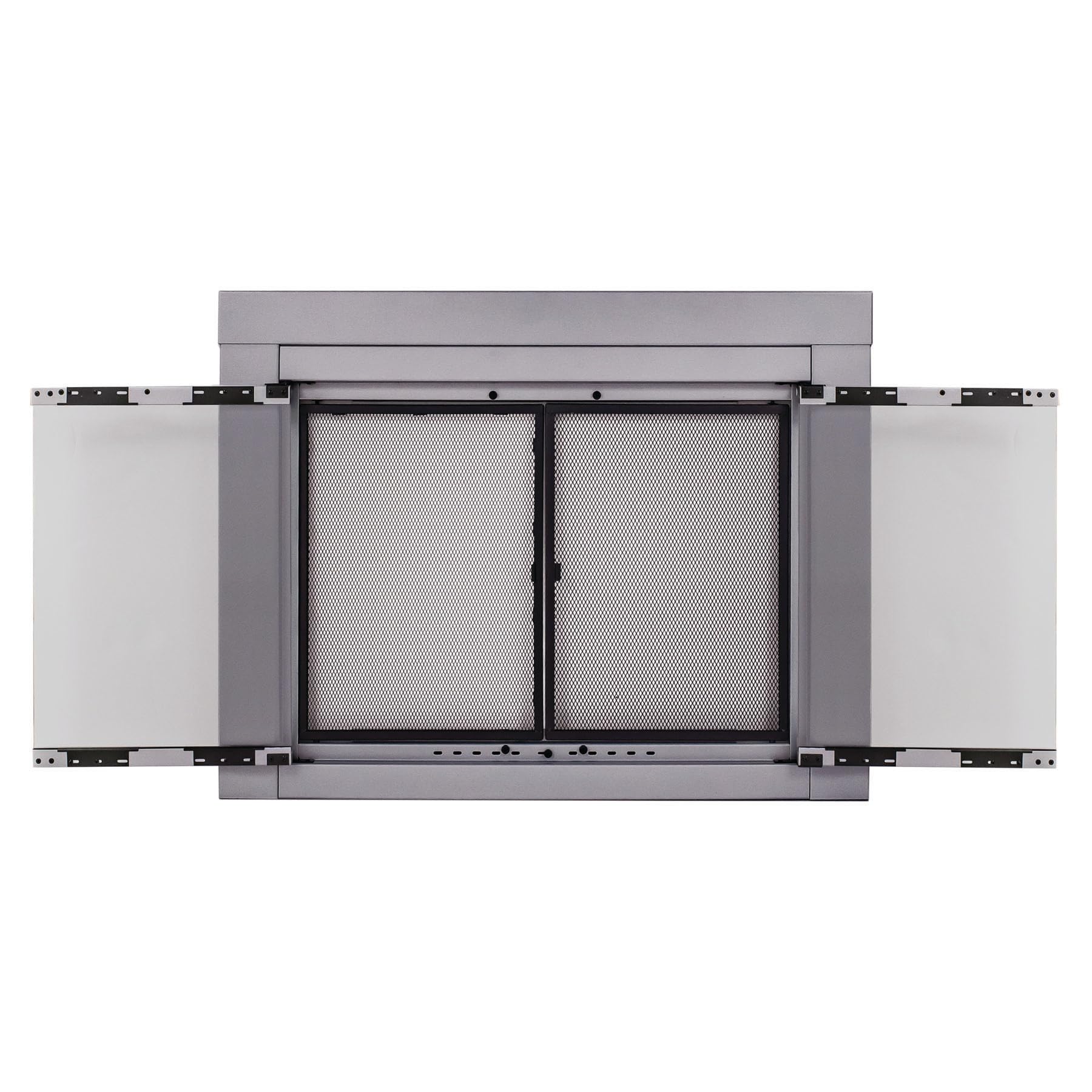 Pleasant Hearth Alpine Collection Fireplace Glass Door - Tempered Glass Fireplace Screen for Wood Burning Stoves - Perfect for Living Room, Patio & Cabin Heating Safety