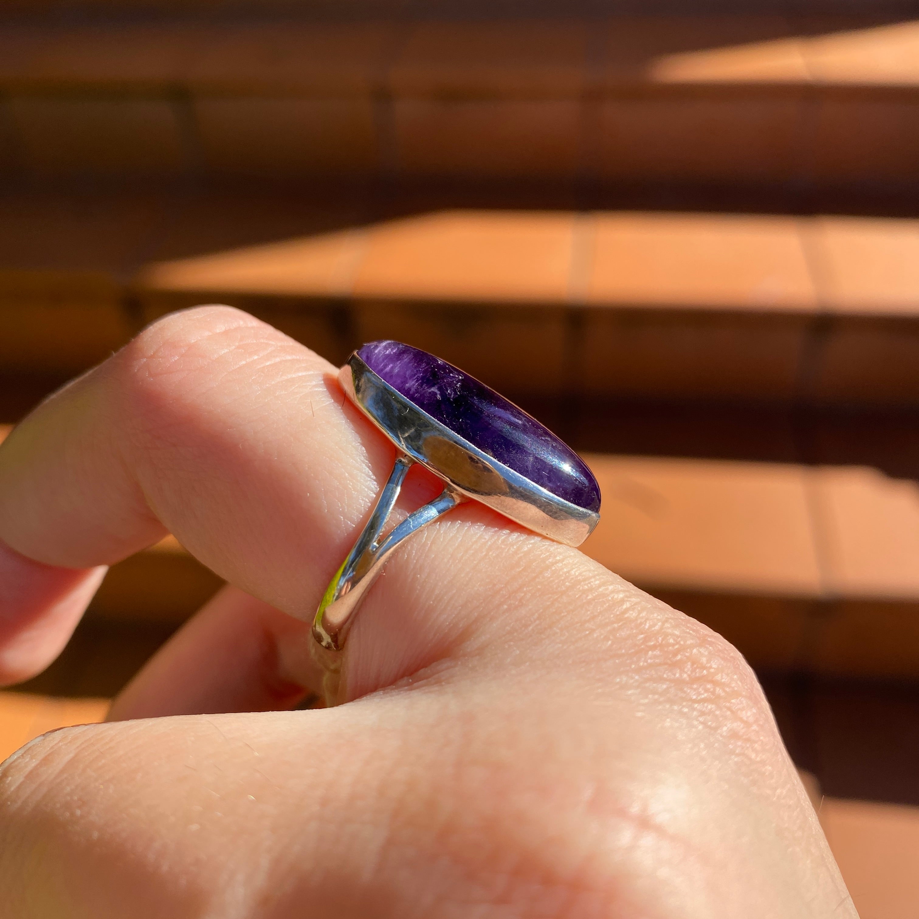 Amethyst Marquise Cabochon Ring Size 7 - KPGJ1338 | Elegant Purple Gemstone Jewelry for Women, Perfect for Weddings & Special Occasions
