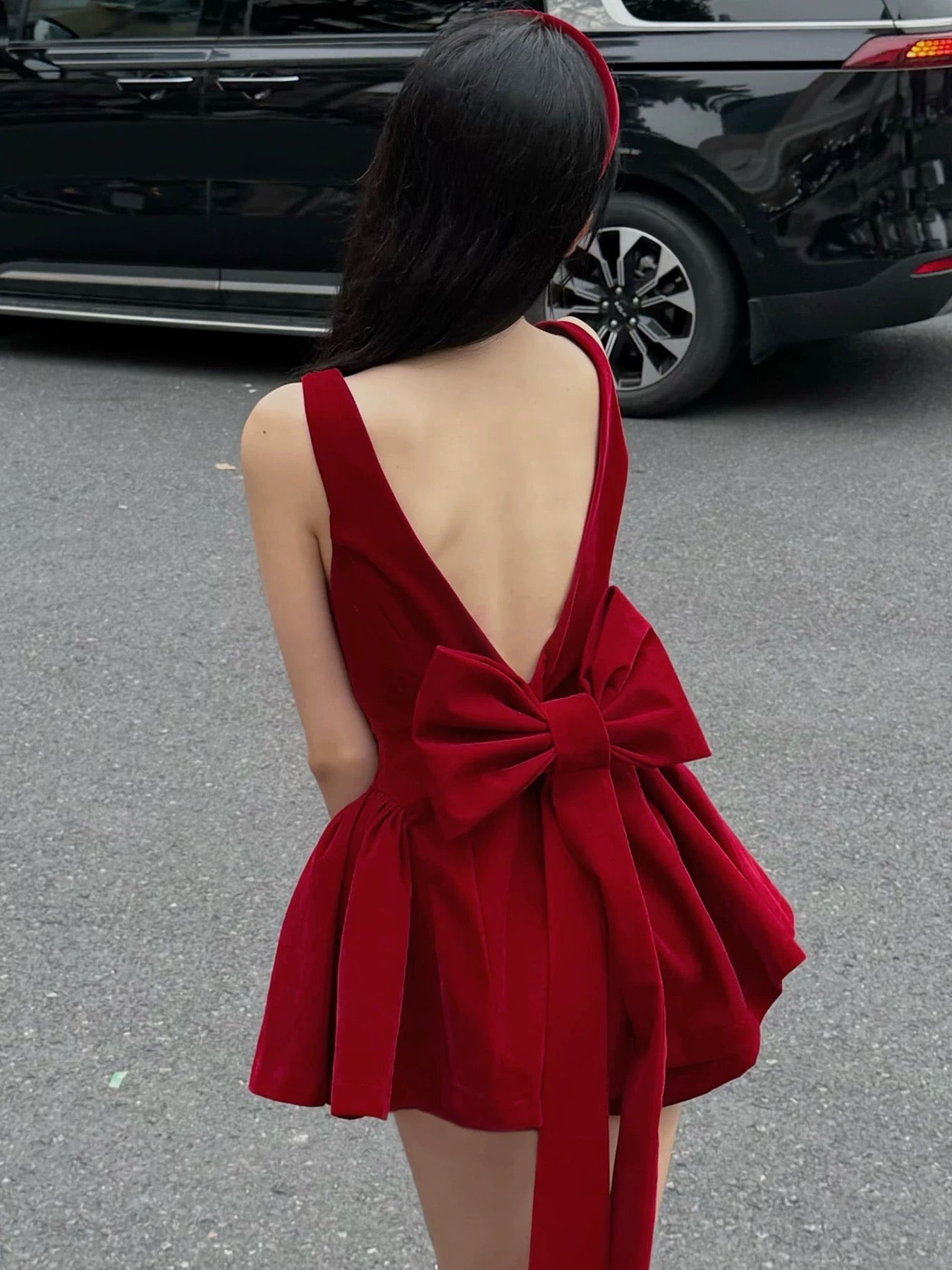 Elegant Red A-Line Short Dress for Christmas & New Year Party | L17 | Perfect for Holiday Gatherings, Festive Events & Special Occasions