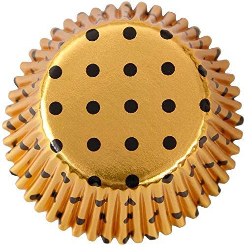 Wilton Gold Foil Black Dot Baking Cups - 24 Count Premium Cupcake Liners for Parties, Weddings & Holiday Baking