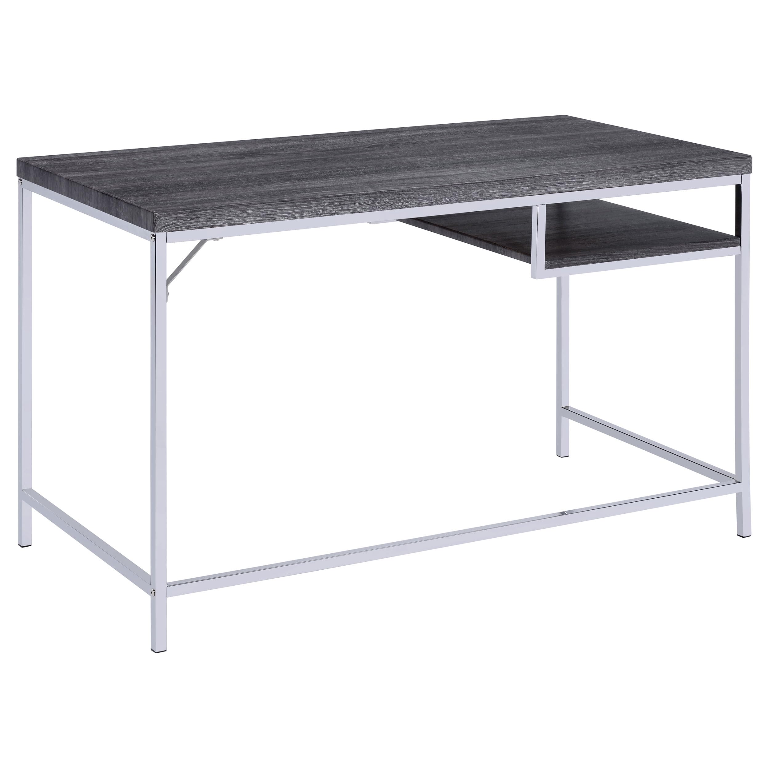 Modern Weathered Grey Writing Desk with Shelf - 47