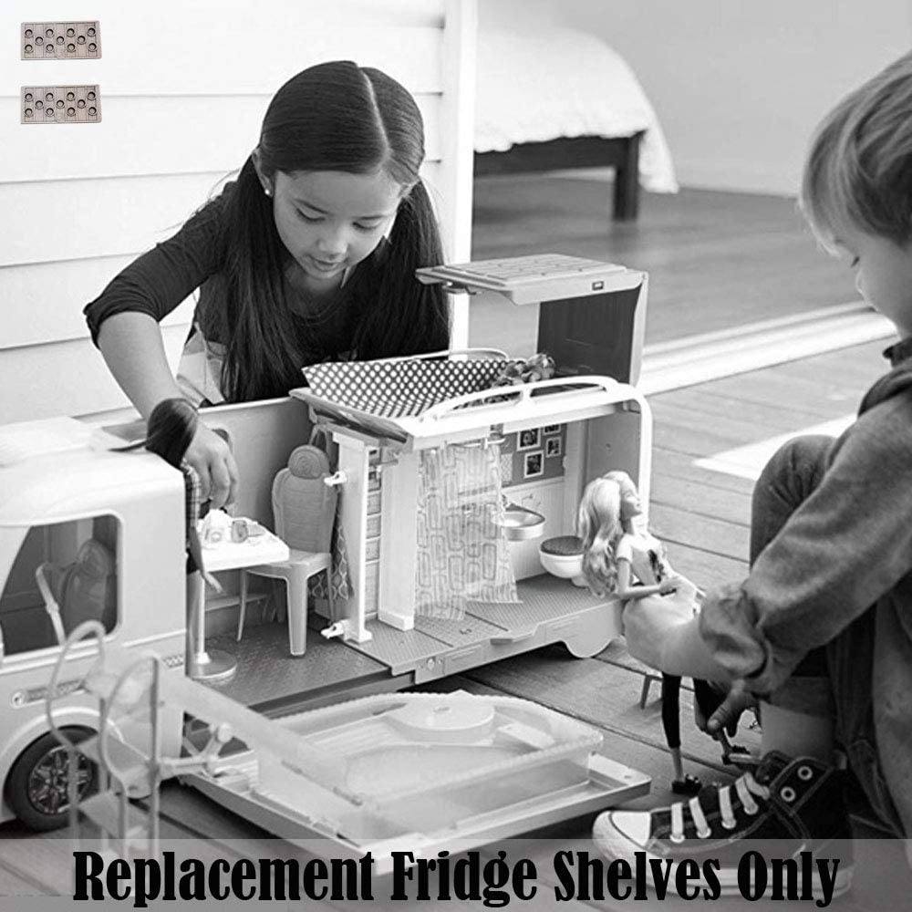 Original Barbie DreamCamper FBR34 Replacement Fridge Shelves - Compatible Parts for Dollhouse Accessories | Perfect for DIY Repairs & Toy Maintenance