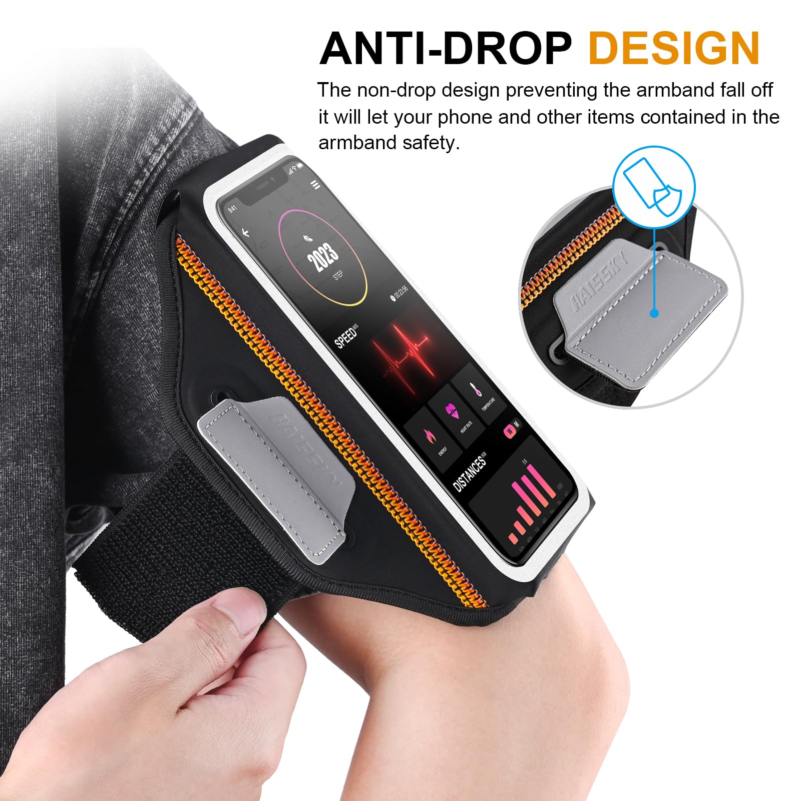 3D Running Phone Armband with Earphone Holder - Water Resistant Sports Armband for iPhone 16/15/13 Pro/Plus & Samsung S24/S20 (Fits 6.9