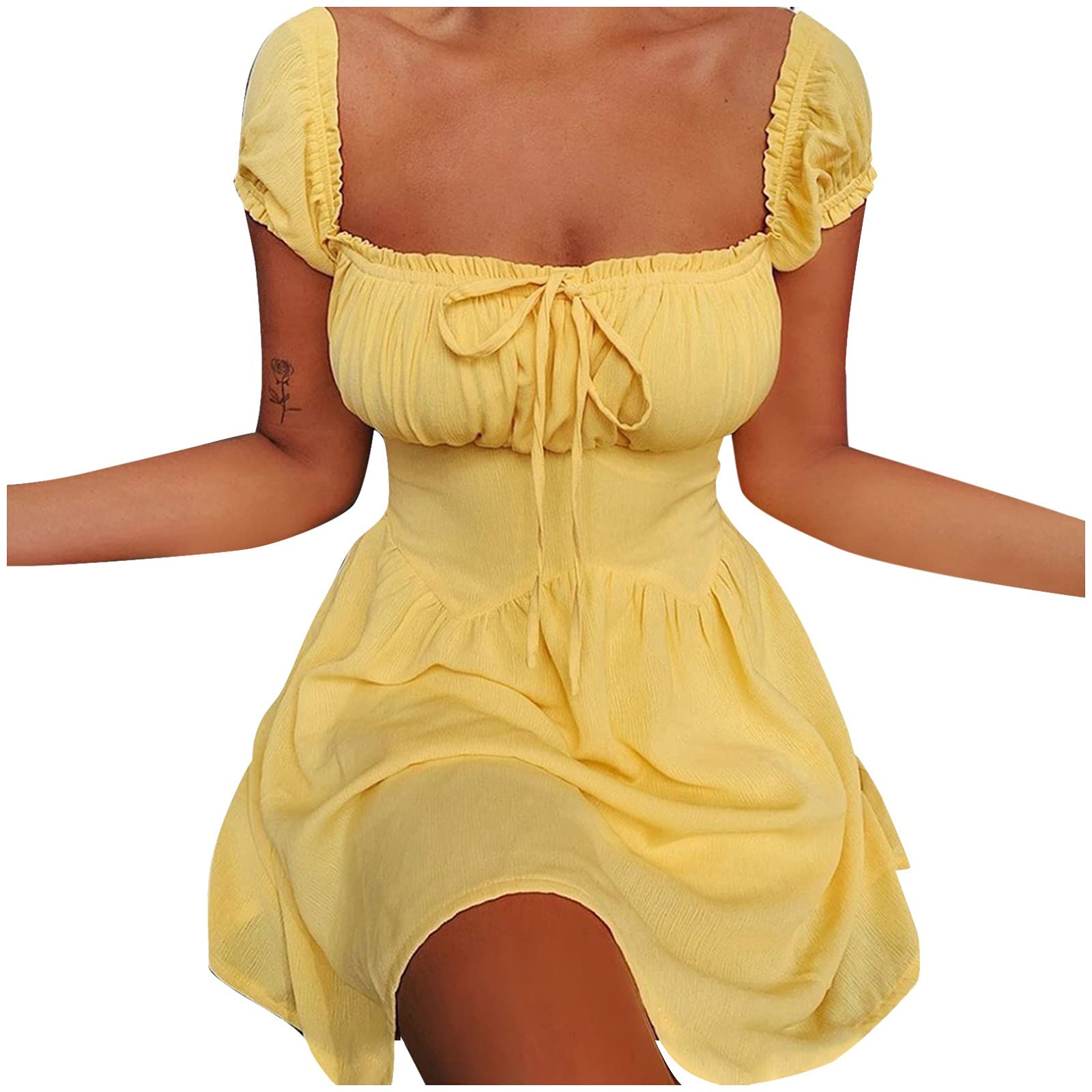 Women's Summer Linen Dress - Loose Fit T-Shirt Tunic with Round Neck & Short Sleeves | Sexy Slim Midi Skirt for Beach, Vacation & Casual Wear